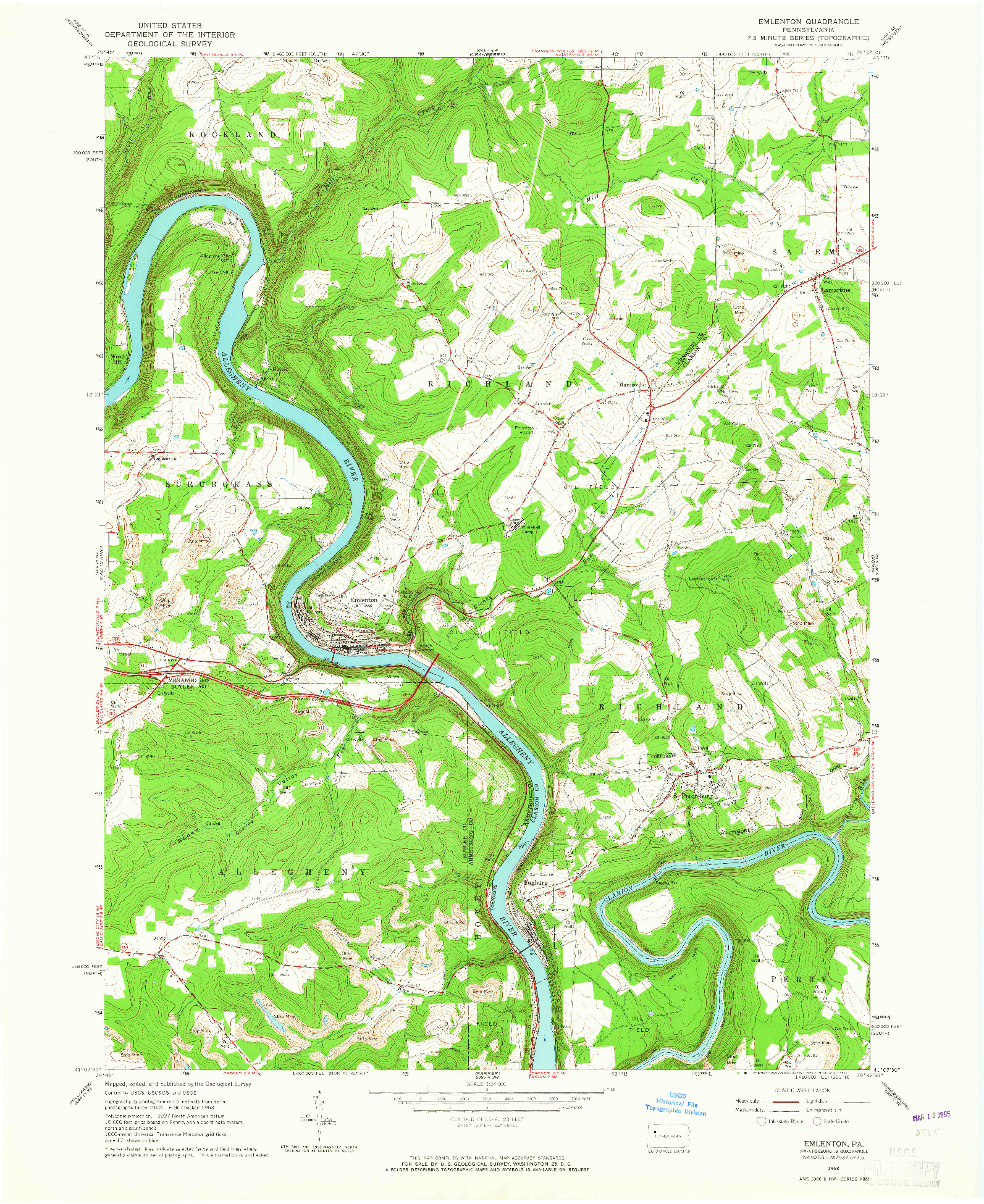USGS 1:24000-SCALE QUADRANGLE FOR EMLENTON, PA 1963