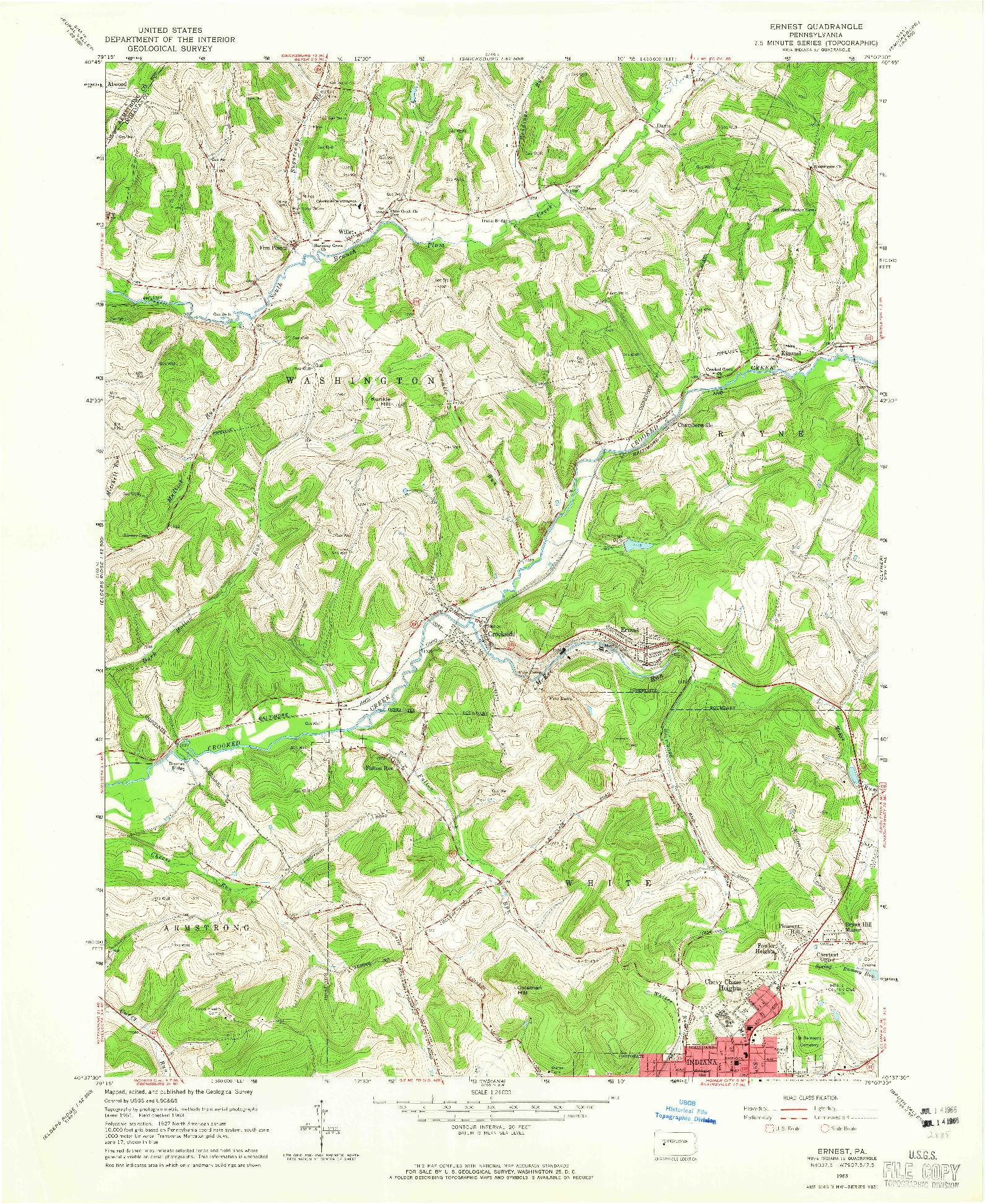 USGS 1:24000-SCALE QUADRANGLE FOR ERNEST, PA 1963