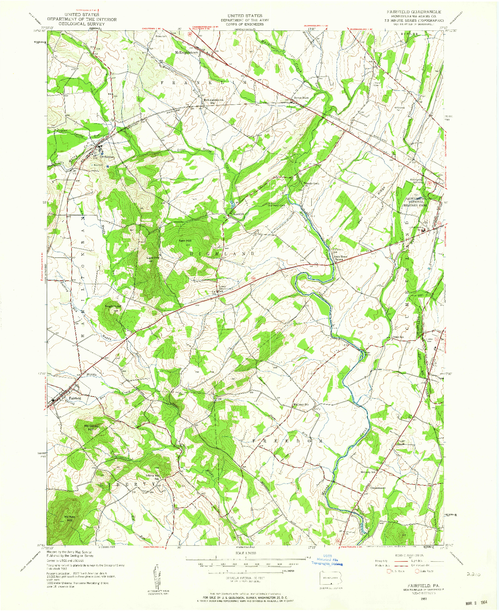 USGS 1:24000-SCALE QUADRANGLE FOR FAIRFIELD, PA 1951