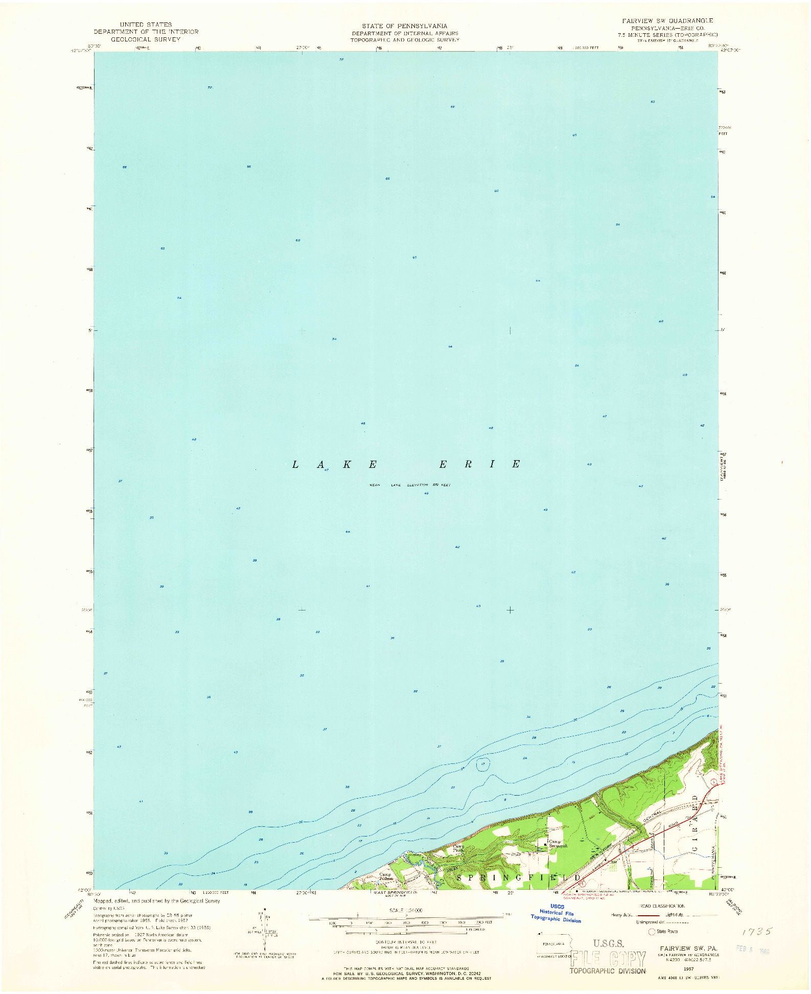 USGS 1:24000-SCALE QUADRANGLE FOR FAIRVIEW SW, PA 1957