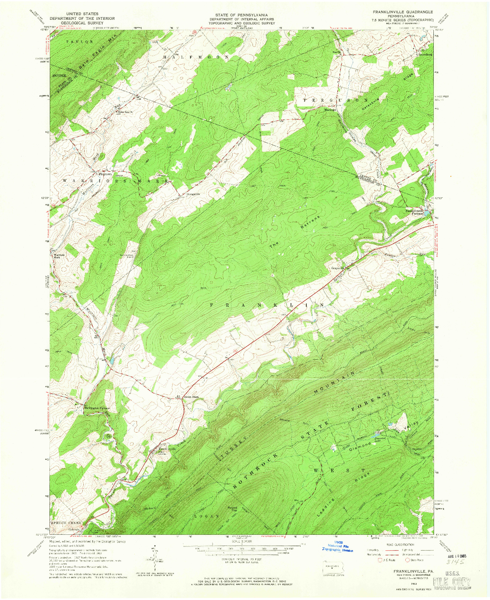 USGS 1:24000-SCALE QUADRANGLE FOR FRANKLINVILLE, PA 1963