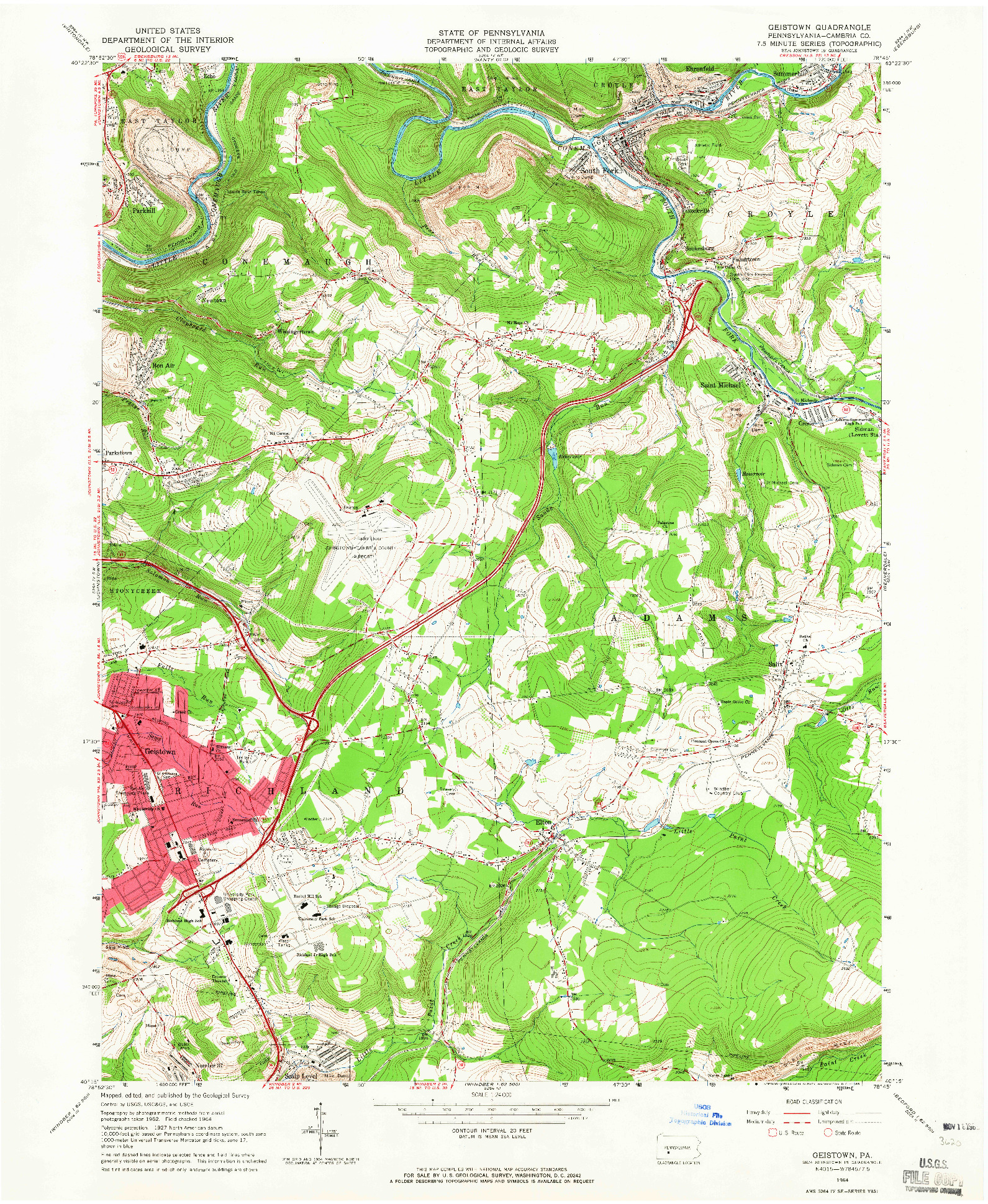 USGS 1:24000-SCALE QUADRANGLE FOR GEISTOWN, PA 1964