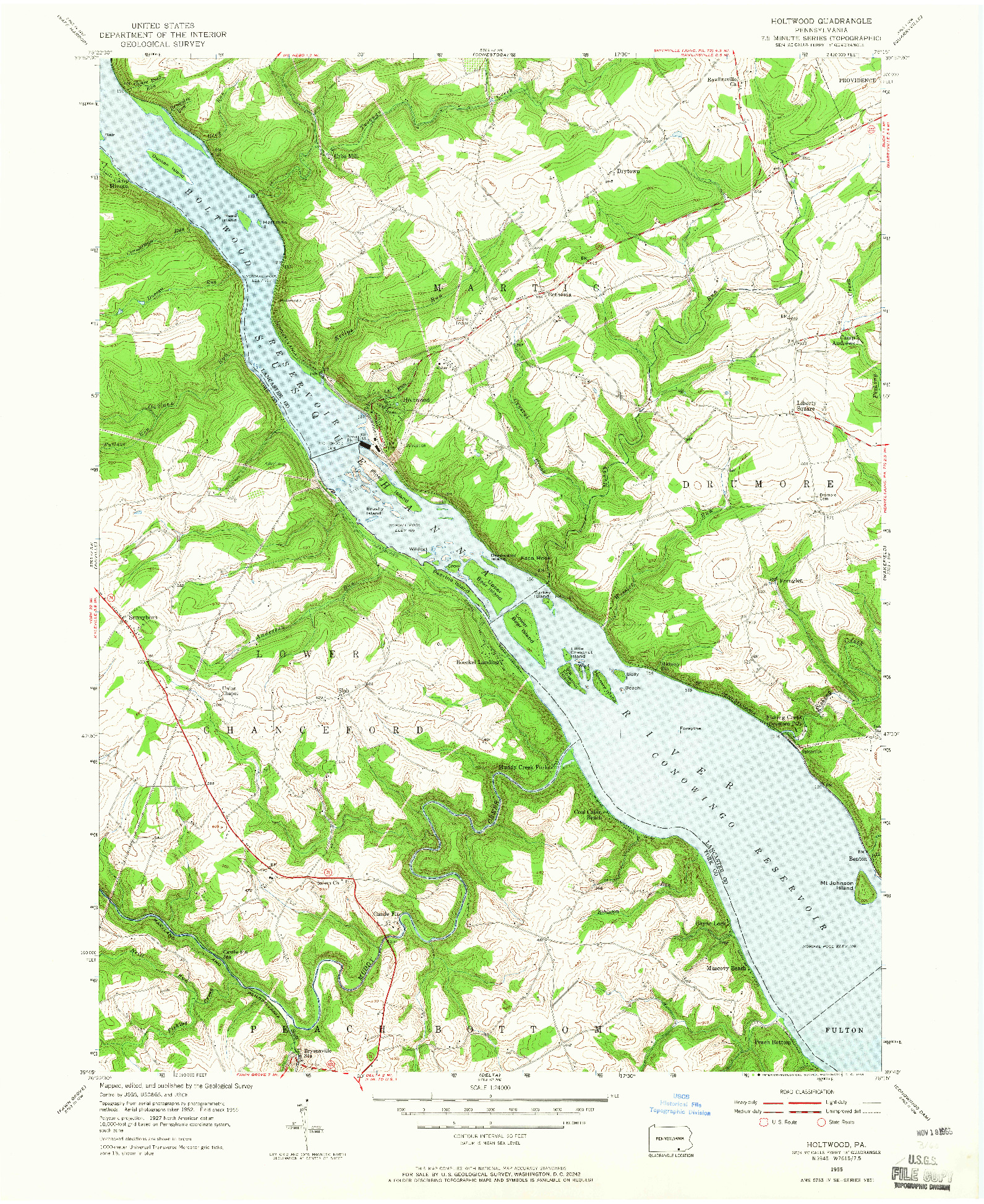 USGS 1:24000-SCALE QUADRANGLE FOR HOLTWOOD, PA 1955