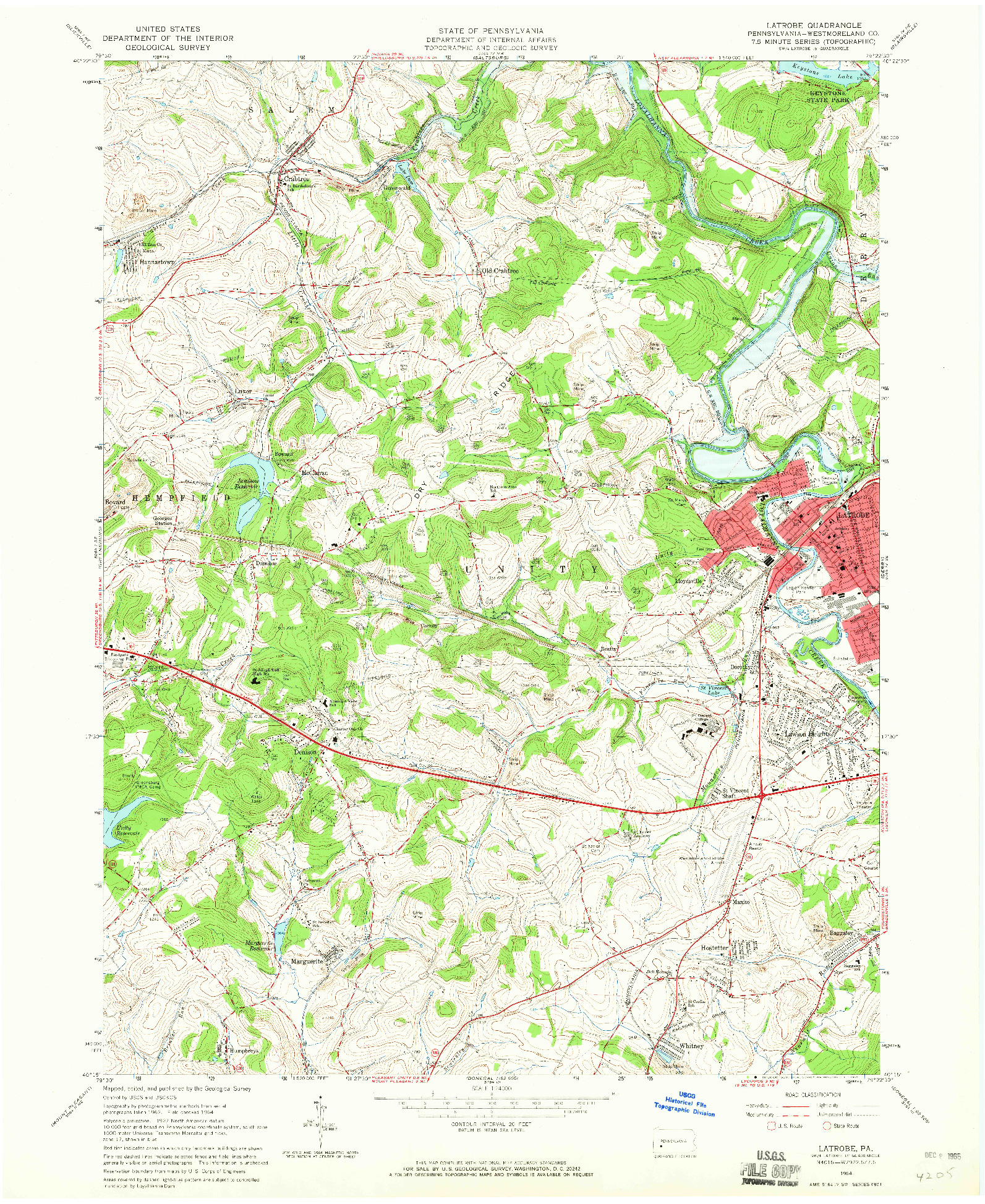 USGS 1:24000-SCALE QUADRANGLE FOR LATROBE, PA 1964