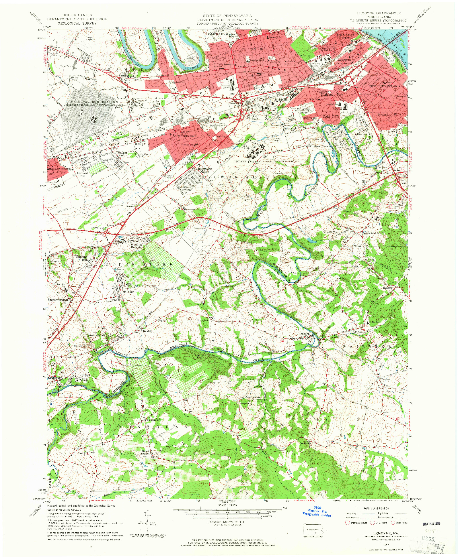 USGS 1:24000-SCALE QUADRANGLE FOR LEMOYNE, PA 1963