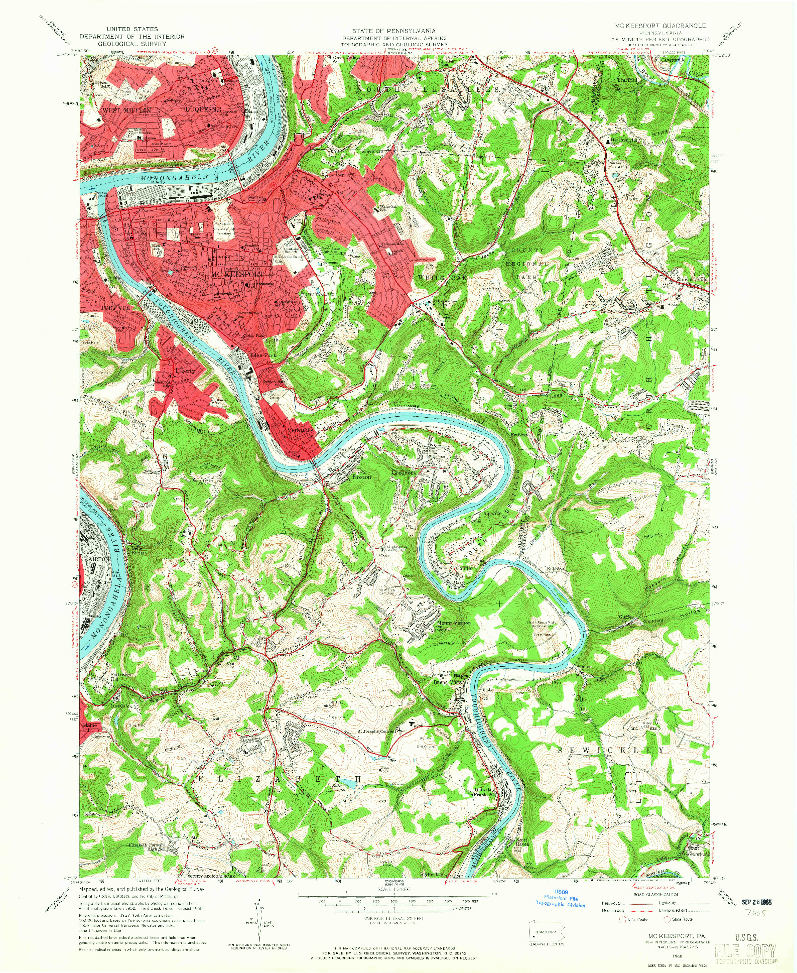 USGS 1:24000-SCALE QUADRANGLE FOR MC KEESPORT, PA 1960