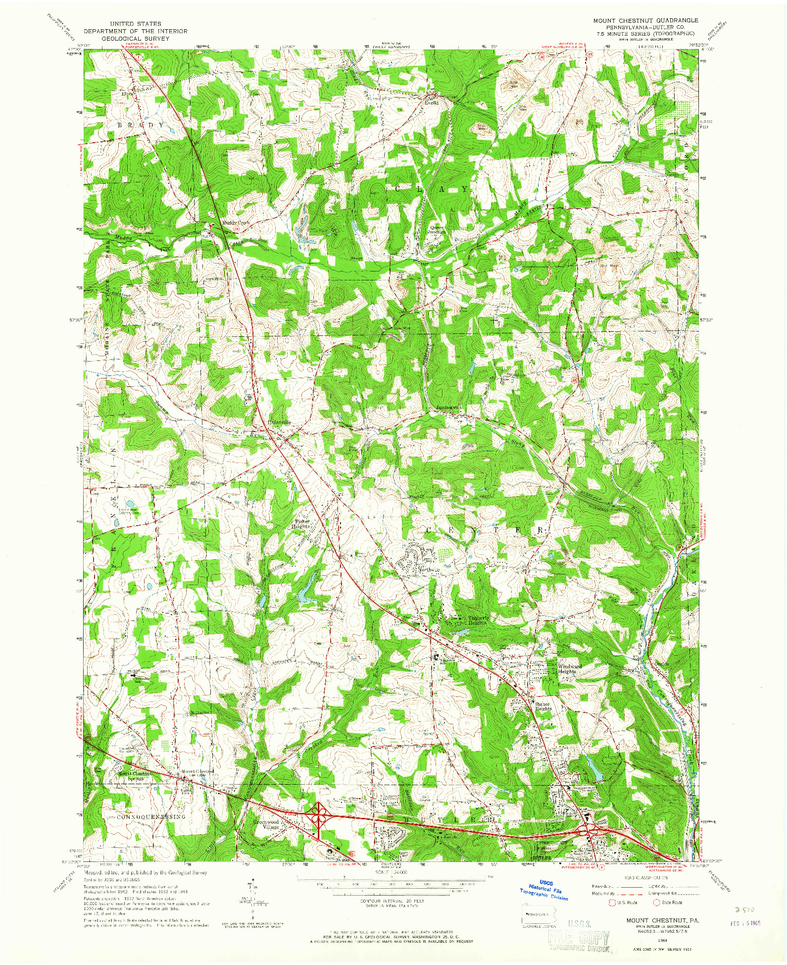 USGS 1:24000-SCALE QUADRANGLE FOR MOUNT CHESTNUT, PA 1964