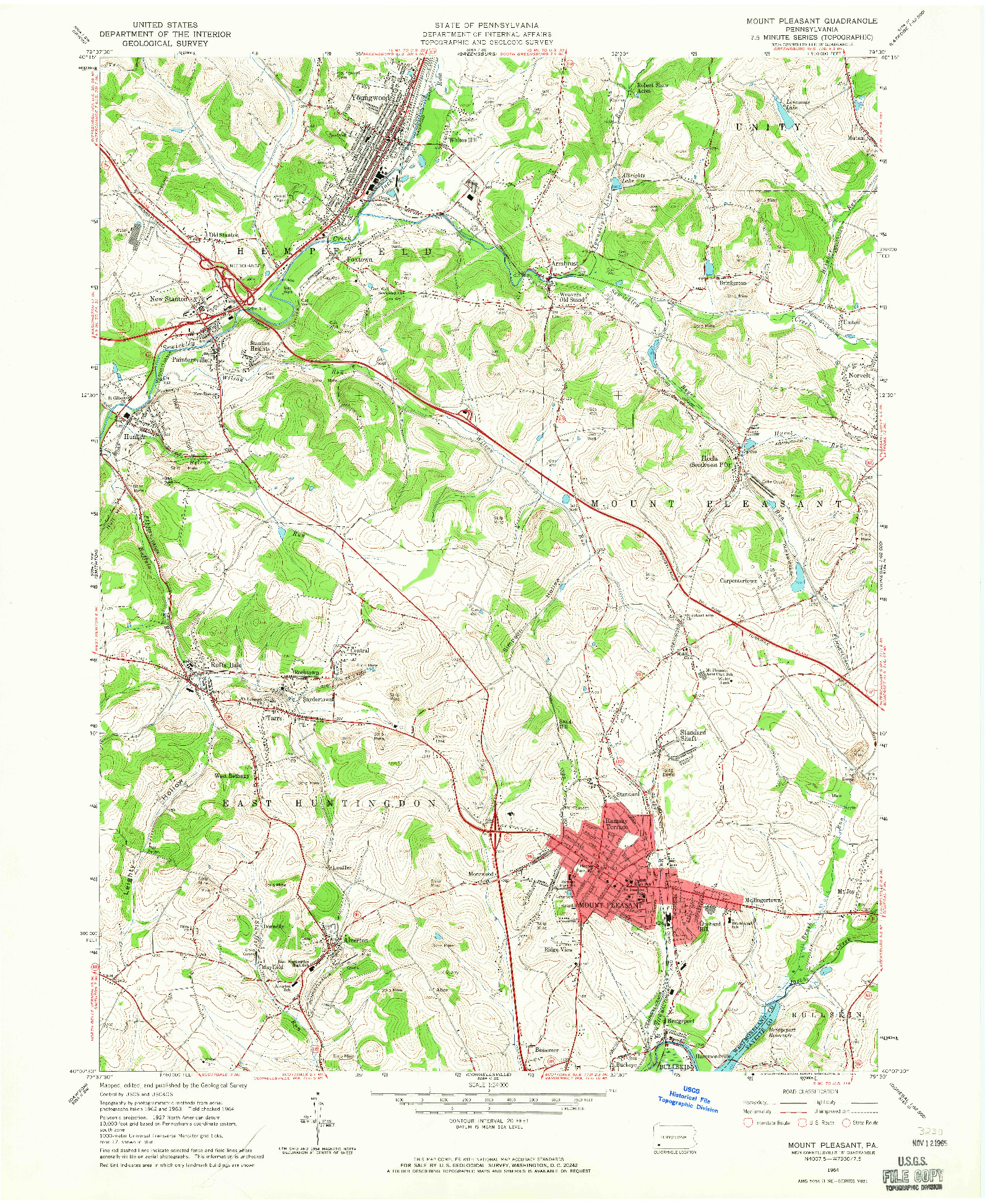 USGS 1:24000-SCALE QUADRANGLE FOR MOUNT PLEASANT, PA 1964