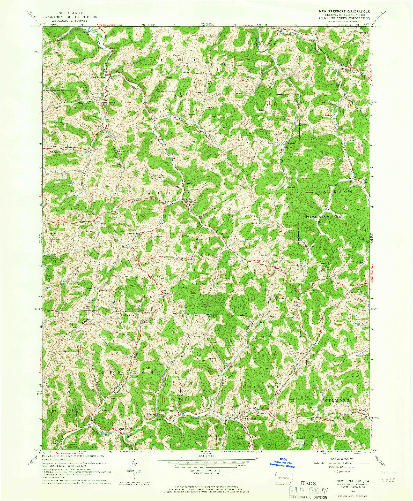 USGS 1:24000-SCALE QUADRANGLE FOR NEW FREEPORT, PA 1964