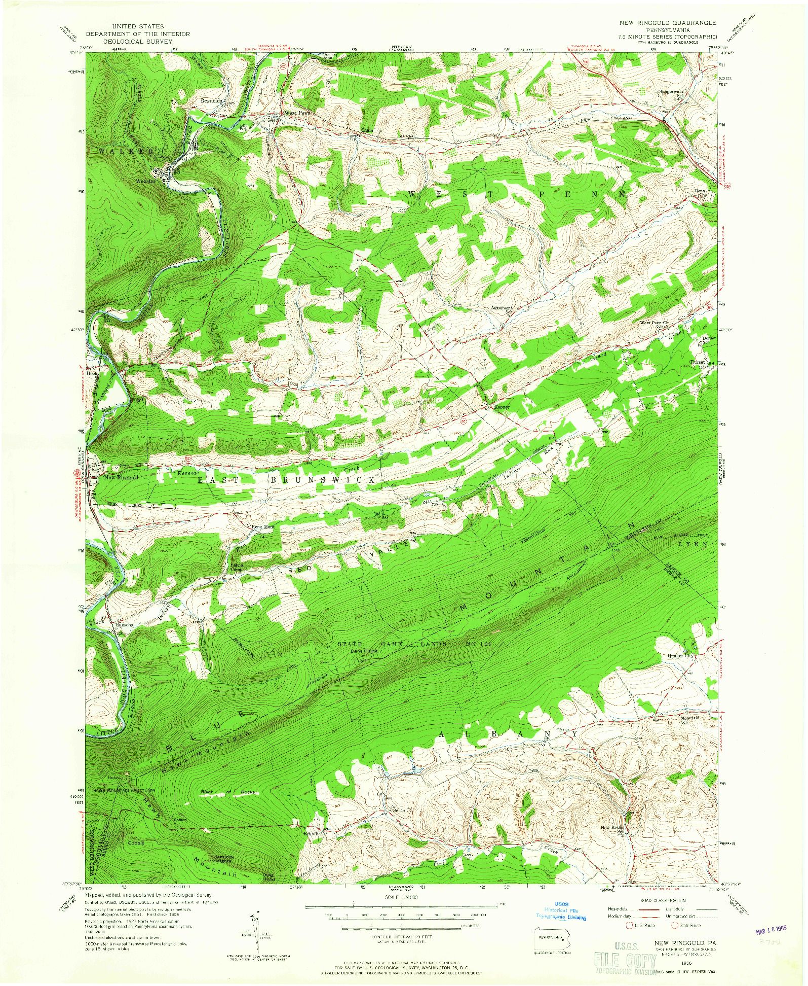 USGS 1:24000-SCALE QUADRANGLE FOR NEW RINGGOLD, PA 1956