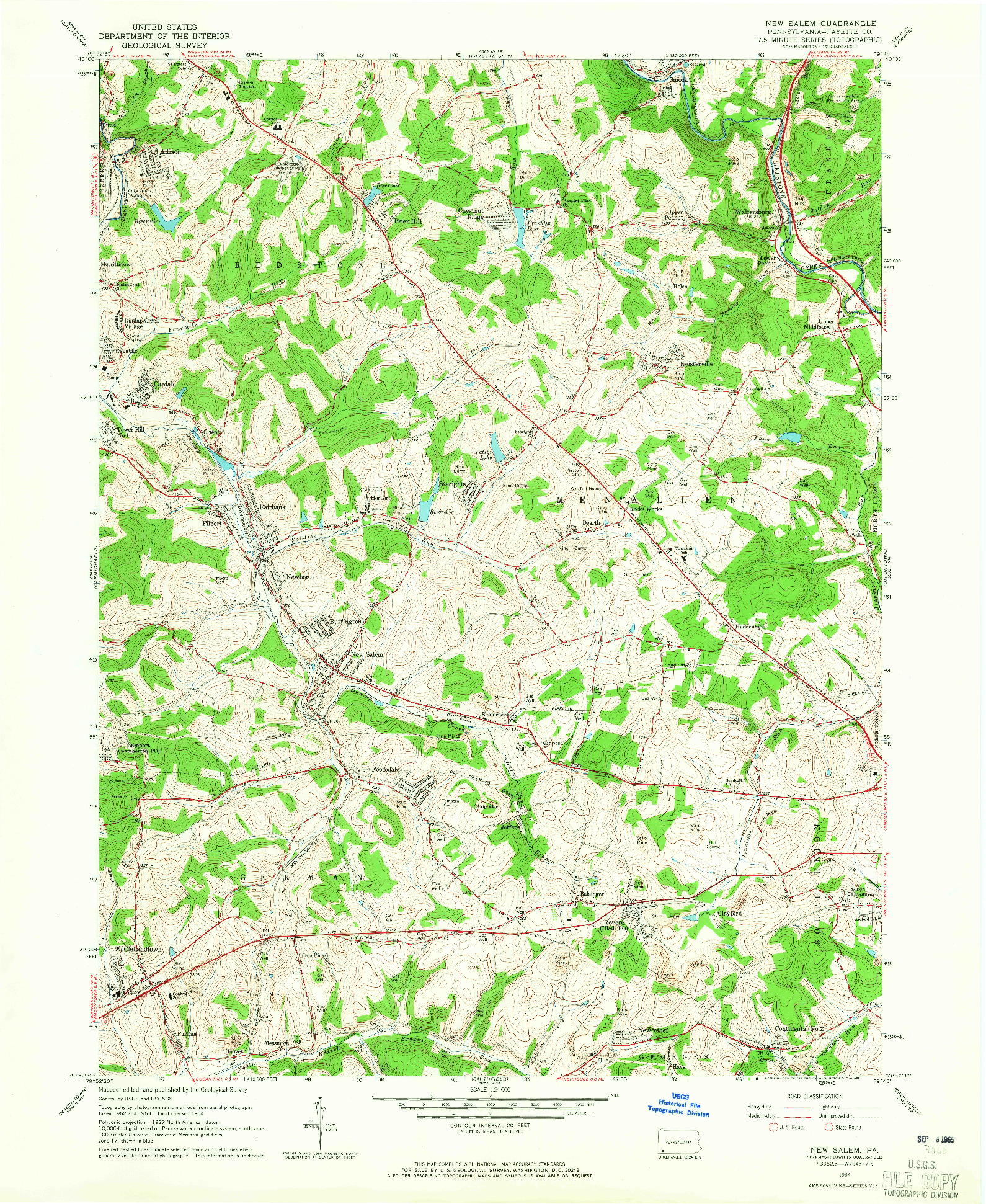 USGS 1:24000-SCALE QUADRANGLE FOR NEW SALEM, PA 1964