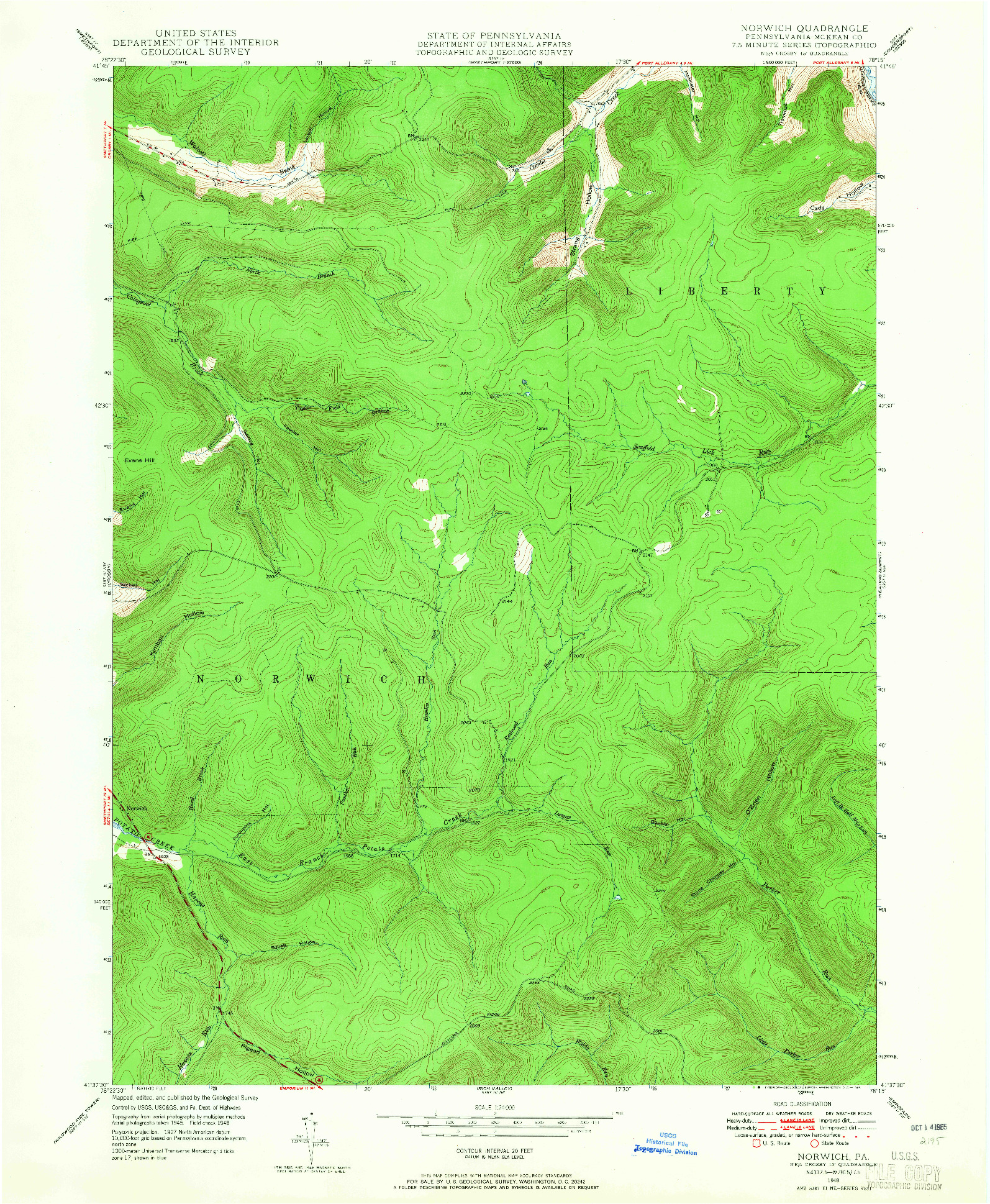 USGS 1:24000-SCALE QUADRANGLE FOR NORWICH, PA 1948