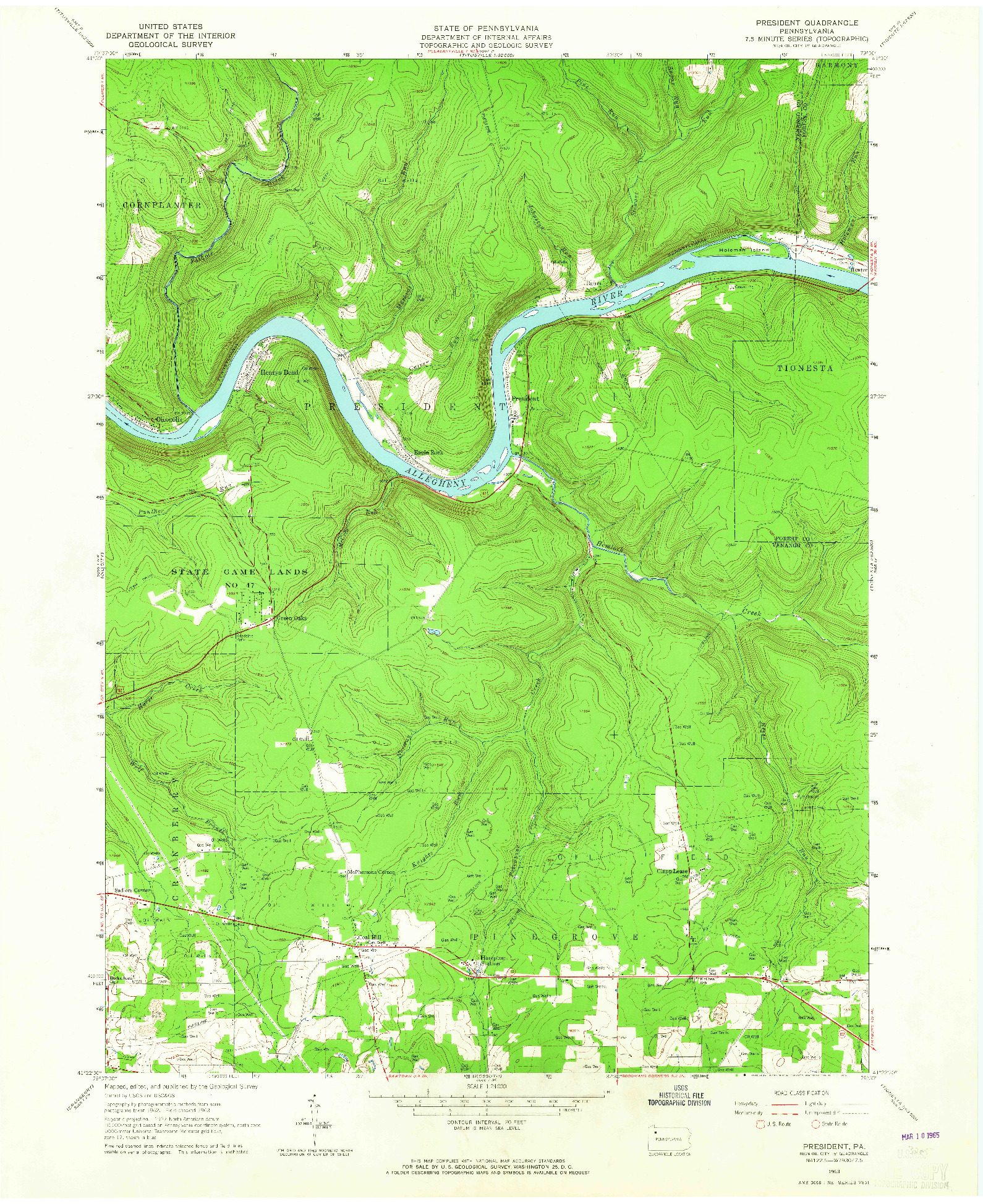 USGS 1:24000-SCALE QUADRANGLE FOR PRESIDENT, PA 1963