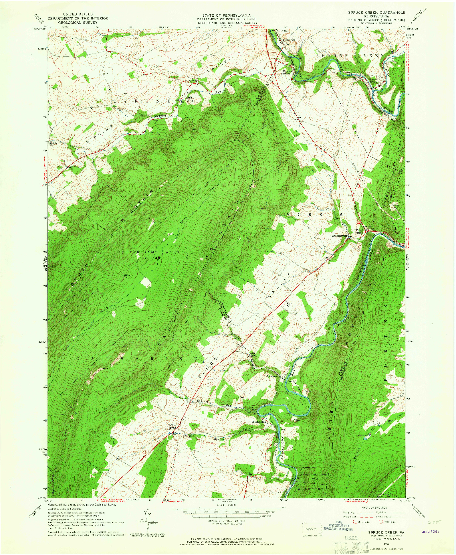 USGS 1:24000-SCALE QUADRANGLE FOR SPRUCE CREEK, PA 1963