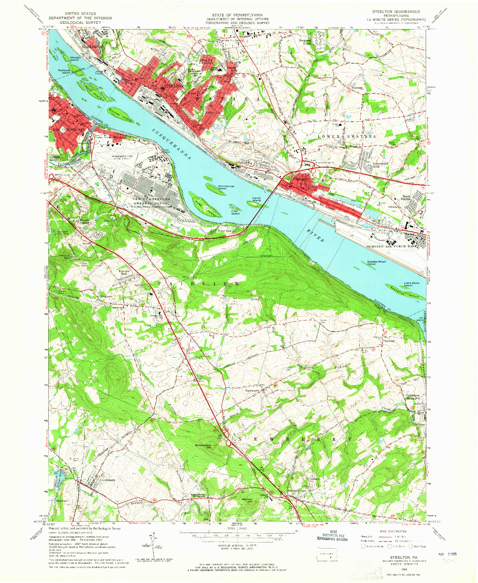 USGS 1:24000-SCALE QUADRANGLE FOR STEELTON, PA 1963