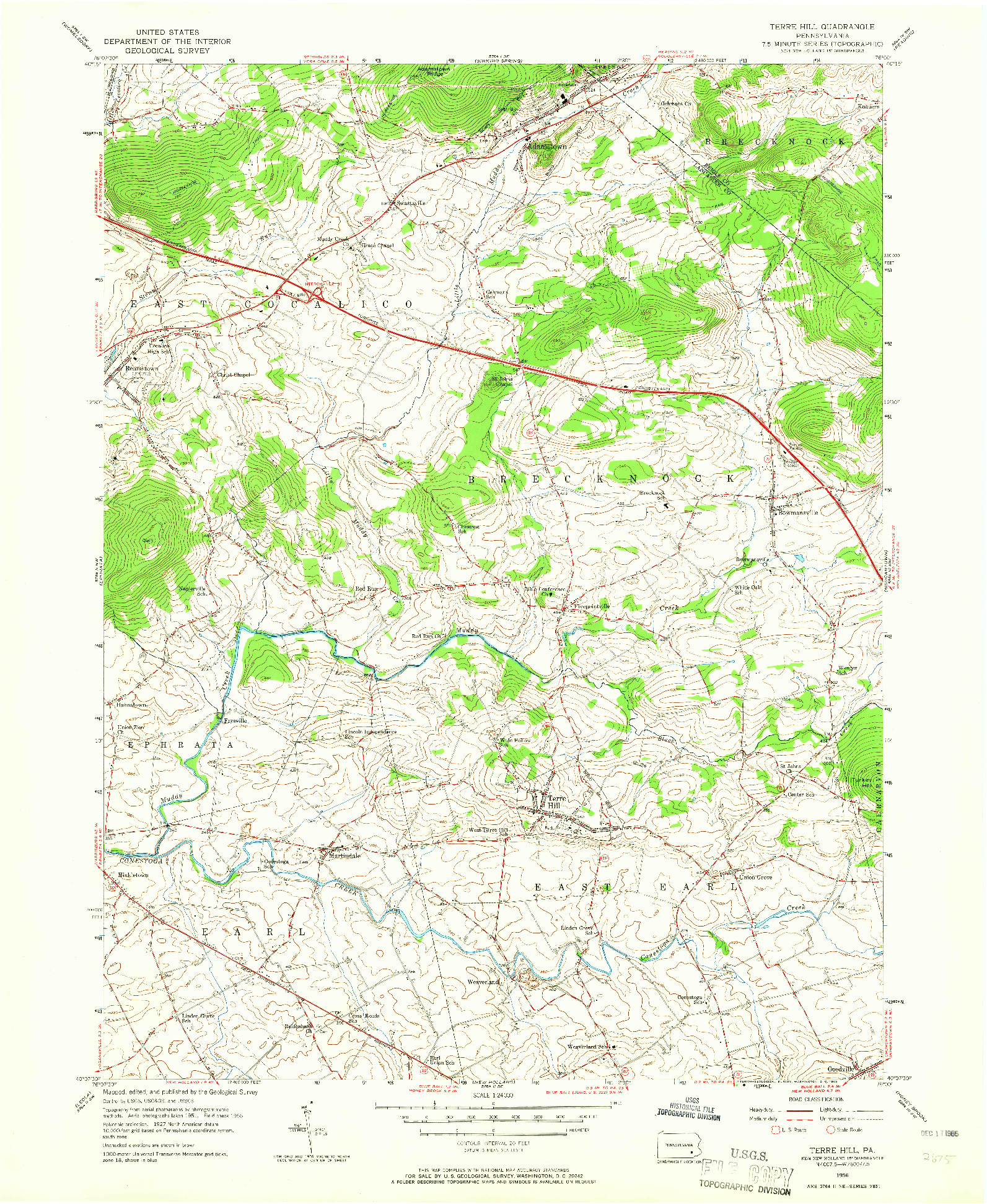 USGS 1:24000-SCALE QUADRANGLE FOR TERRE HILL, PA 1956