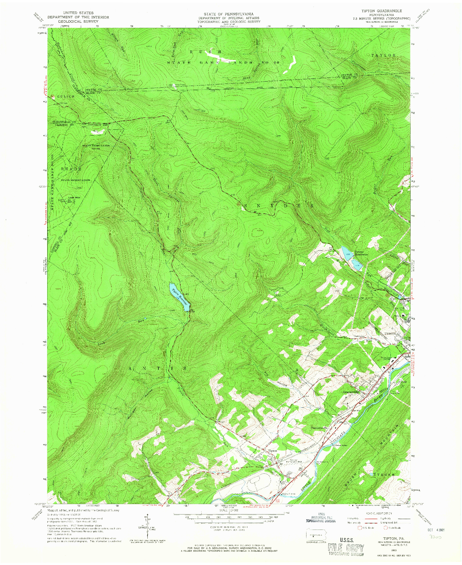USGS 1:24000-SCALE QUADRANGLE FOR TIPTON, PA 1963