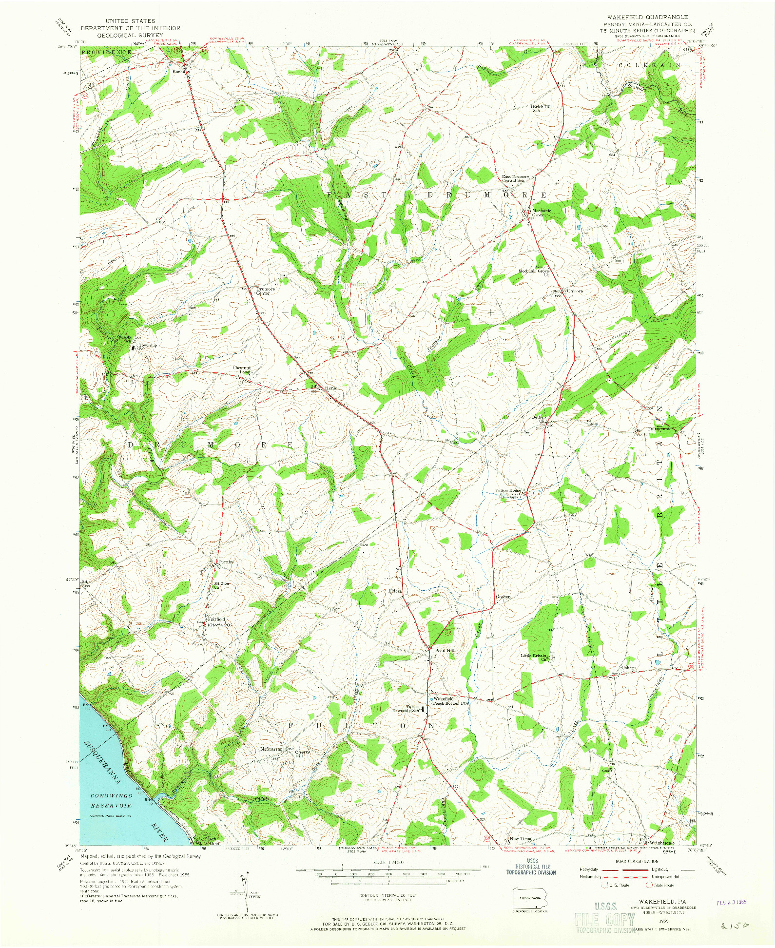 USGS 1:24000-SCALE QUADRANGLE FOR WAKEFIELD, PA 1955