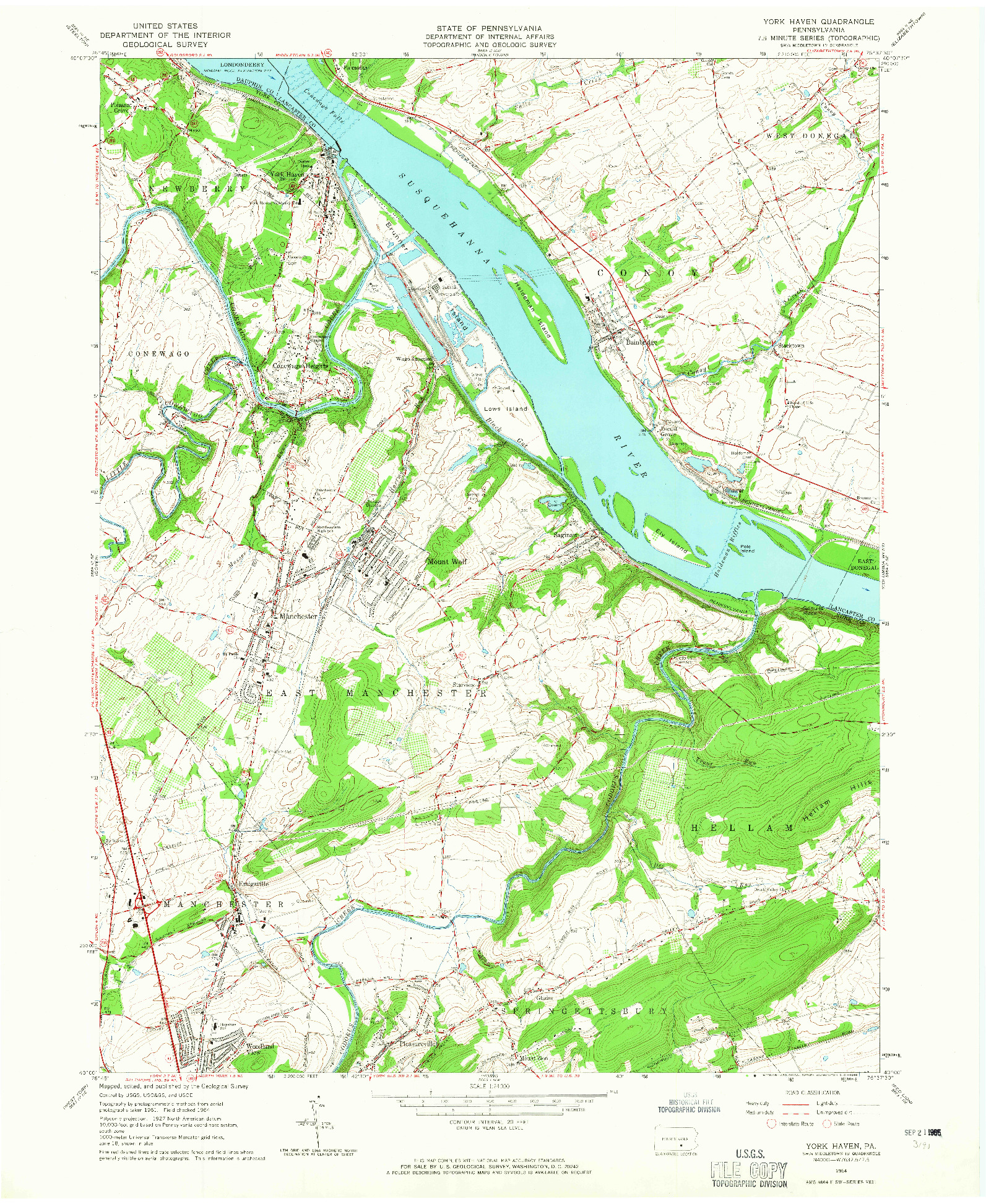 USGS 1:24000-SCALE QUADRANGLE FOR YORK HAVEN, PA 1964