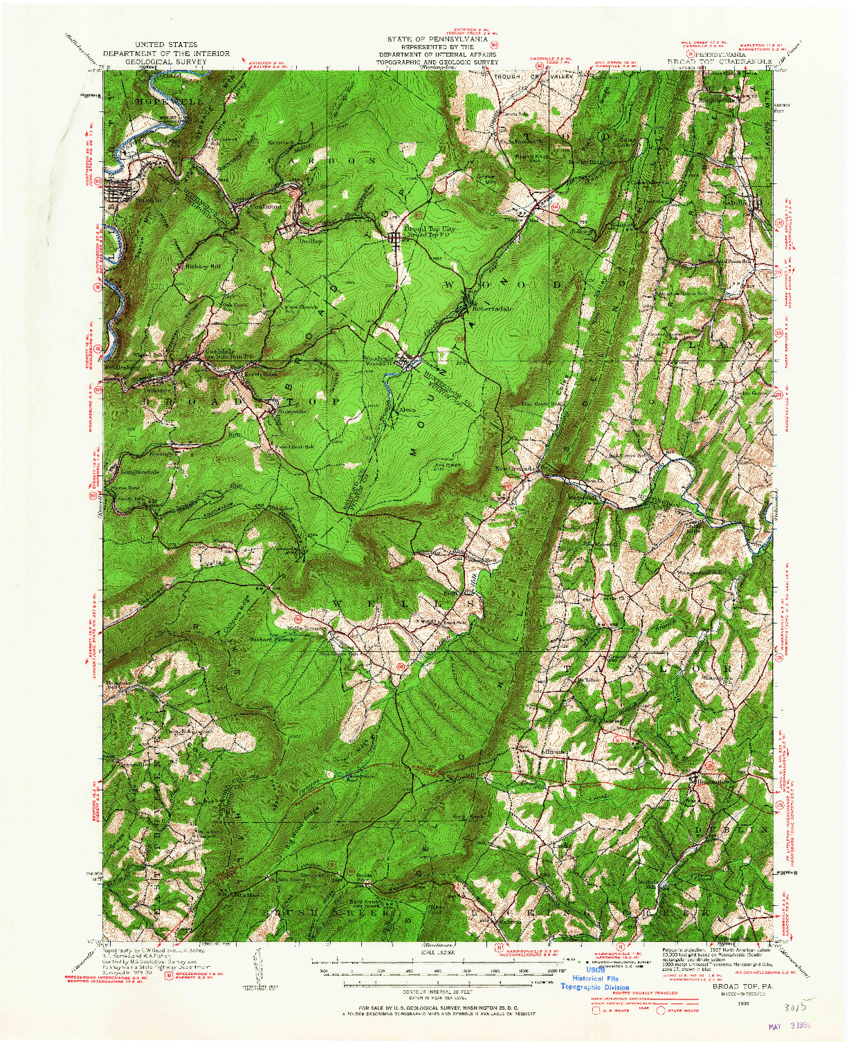 USGS 1:62500-SCALE QUADRANGLE FOR BROAD TOP, PA 1930