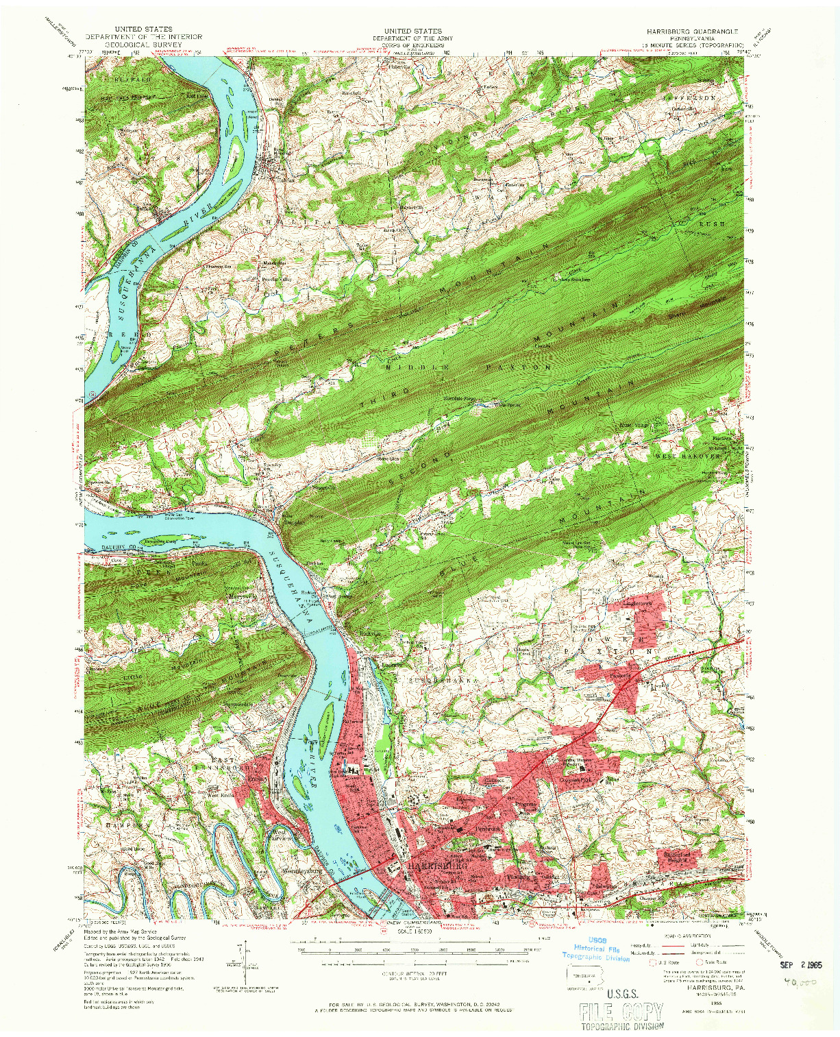 USGS 1:62500-SCALE QUADRANGLE FOR HARRISBURG, PA 1956