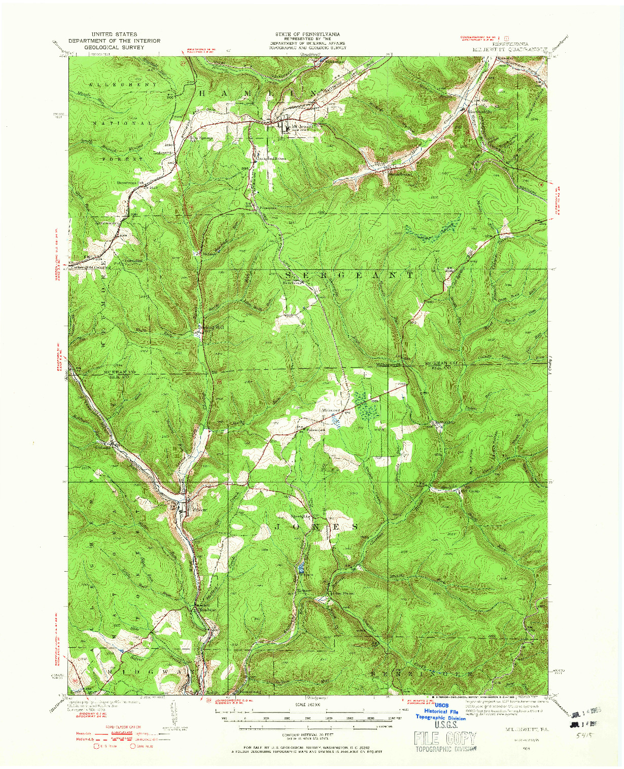 USGS 1:62500-SCALE QUADRANGLE FOR MT. JEWETT, PA 1935