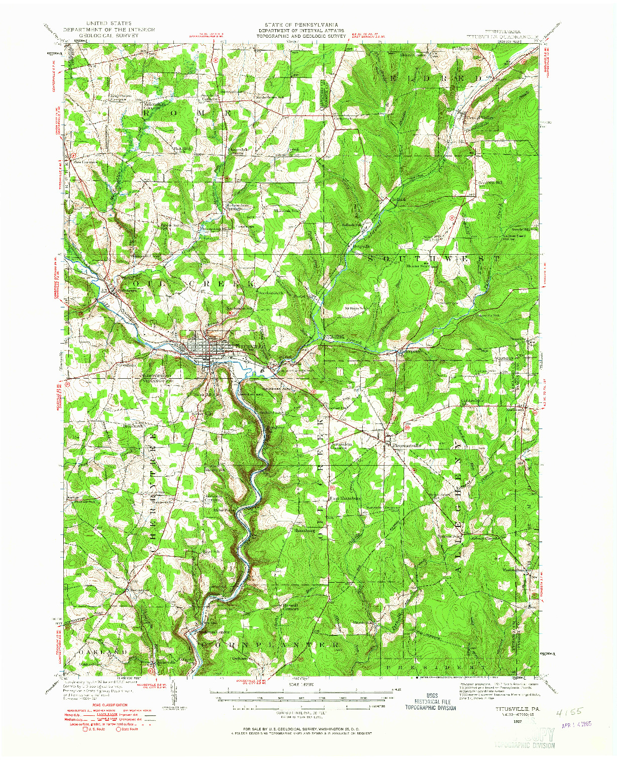 USGS 1:62500-SCALE QUADRANGLE FOR TITUSVILLE, PA 1927