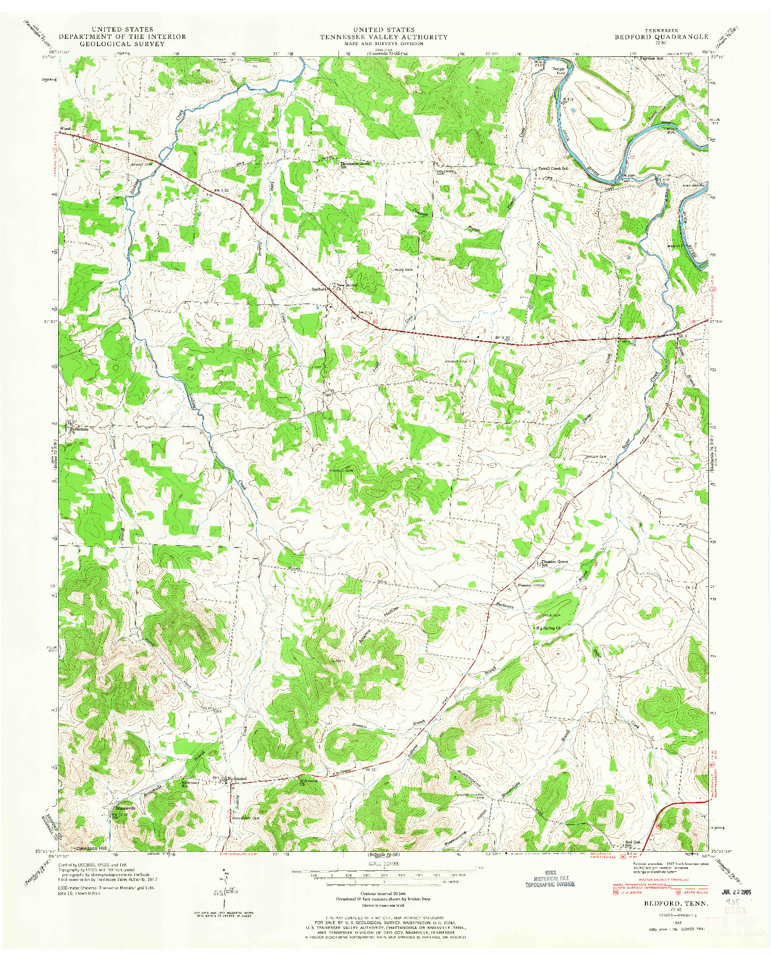 USGS 1:24000-SCALE QUADRANGLE FOR BEDFORD, TN 1947