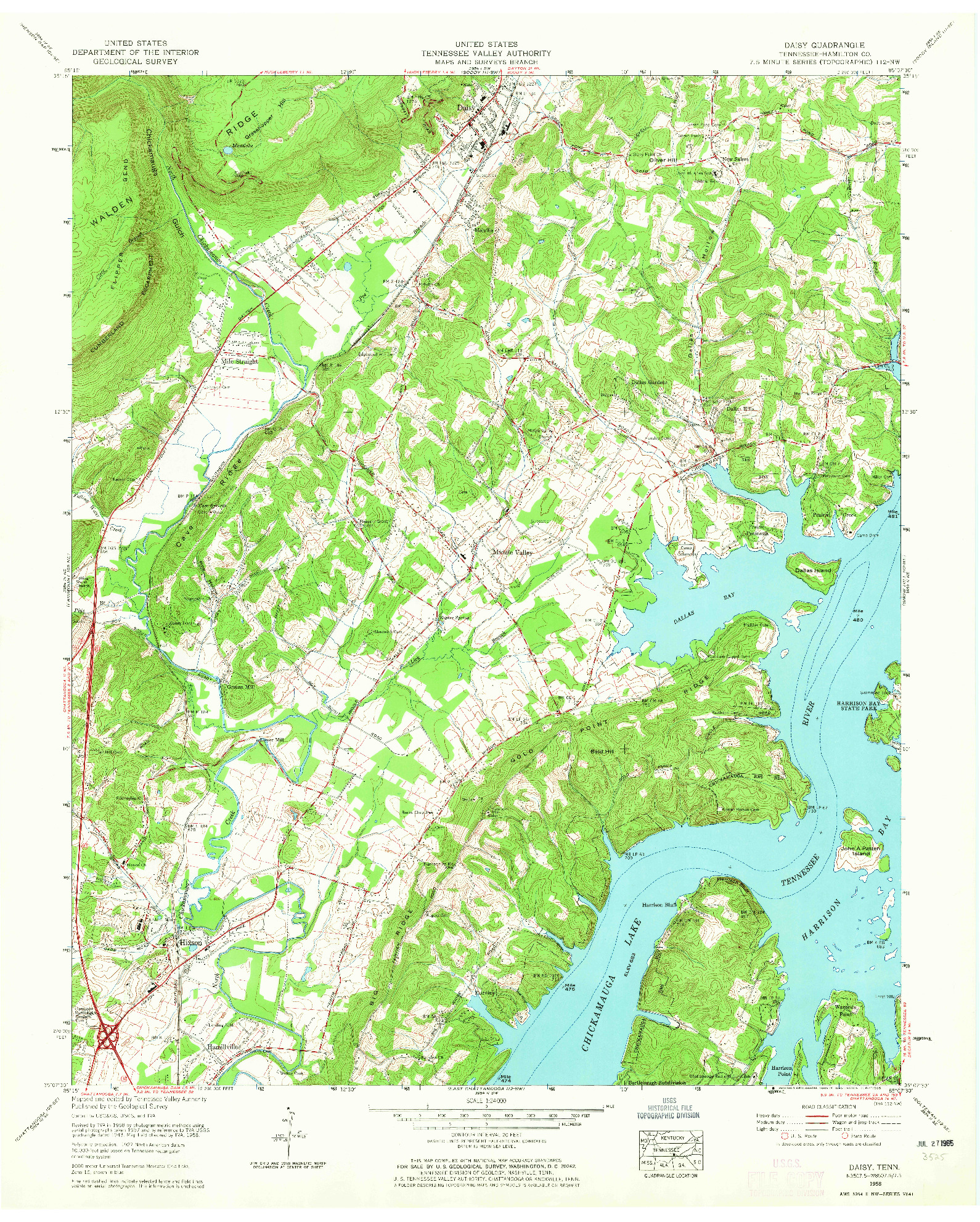 USGS 1:24000-SCALE QUADRANGLE FOR DAISY, TN 1958