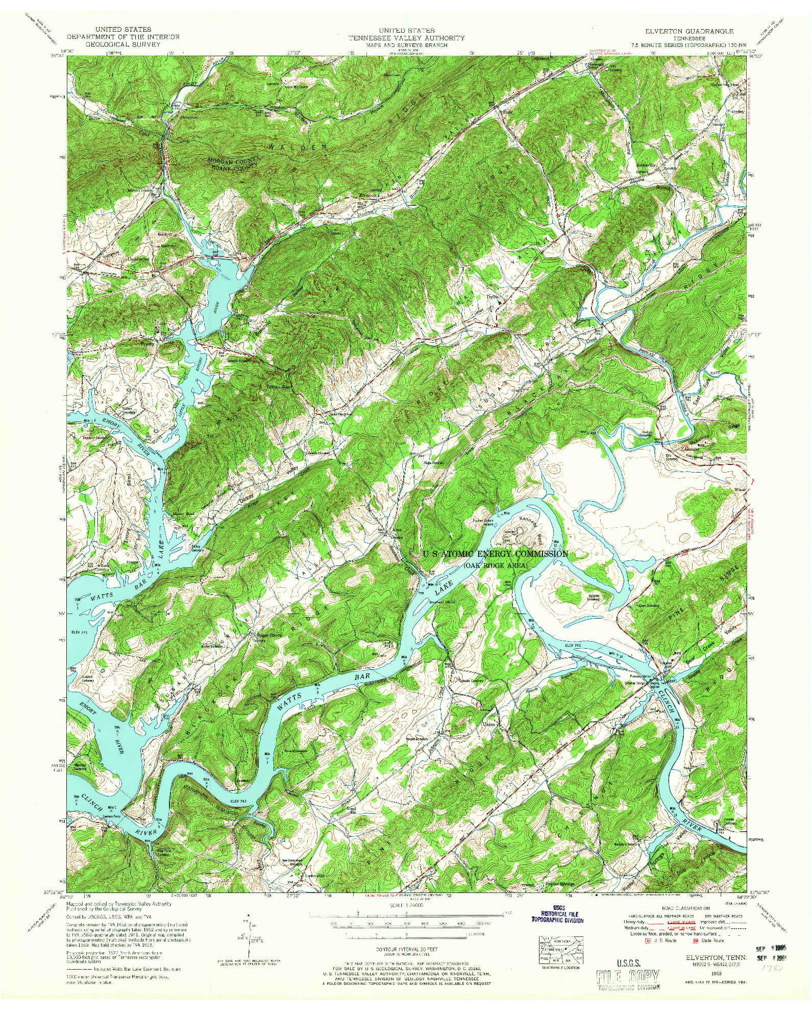 USGS 1:24000-SCALE QUADRANGLE FOR ELVERTON, TN 1953