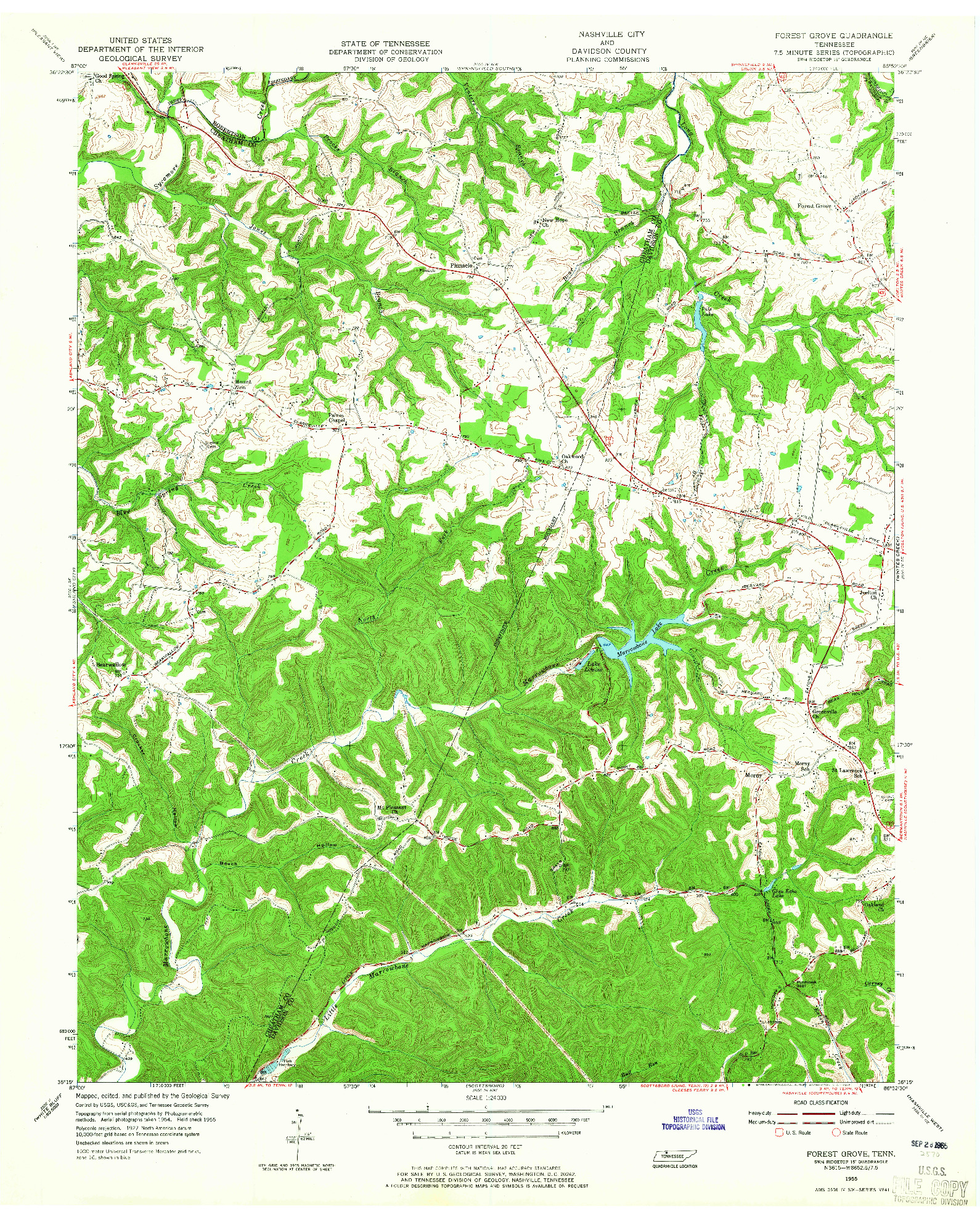 USGS 1:24000-SCALE QUADRANGLE FOR FOREST GROVE, TN 1955