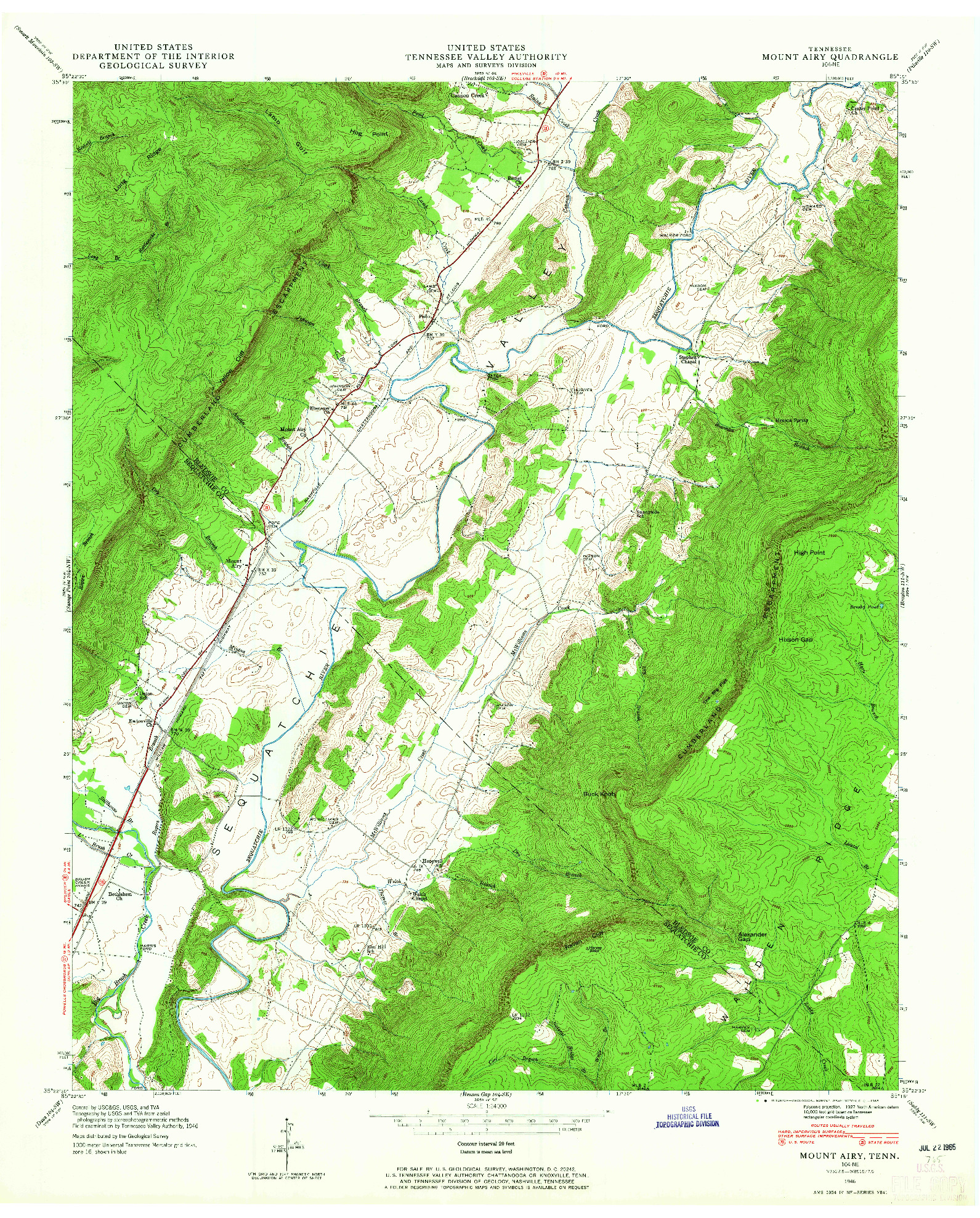 USGS 1:24000-SCALE QUADRANGLE FOR MOUNT AIRY, TN 1946