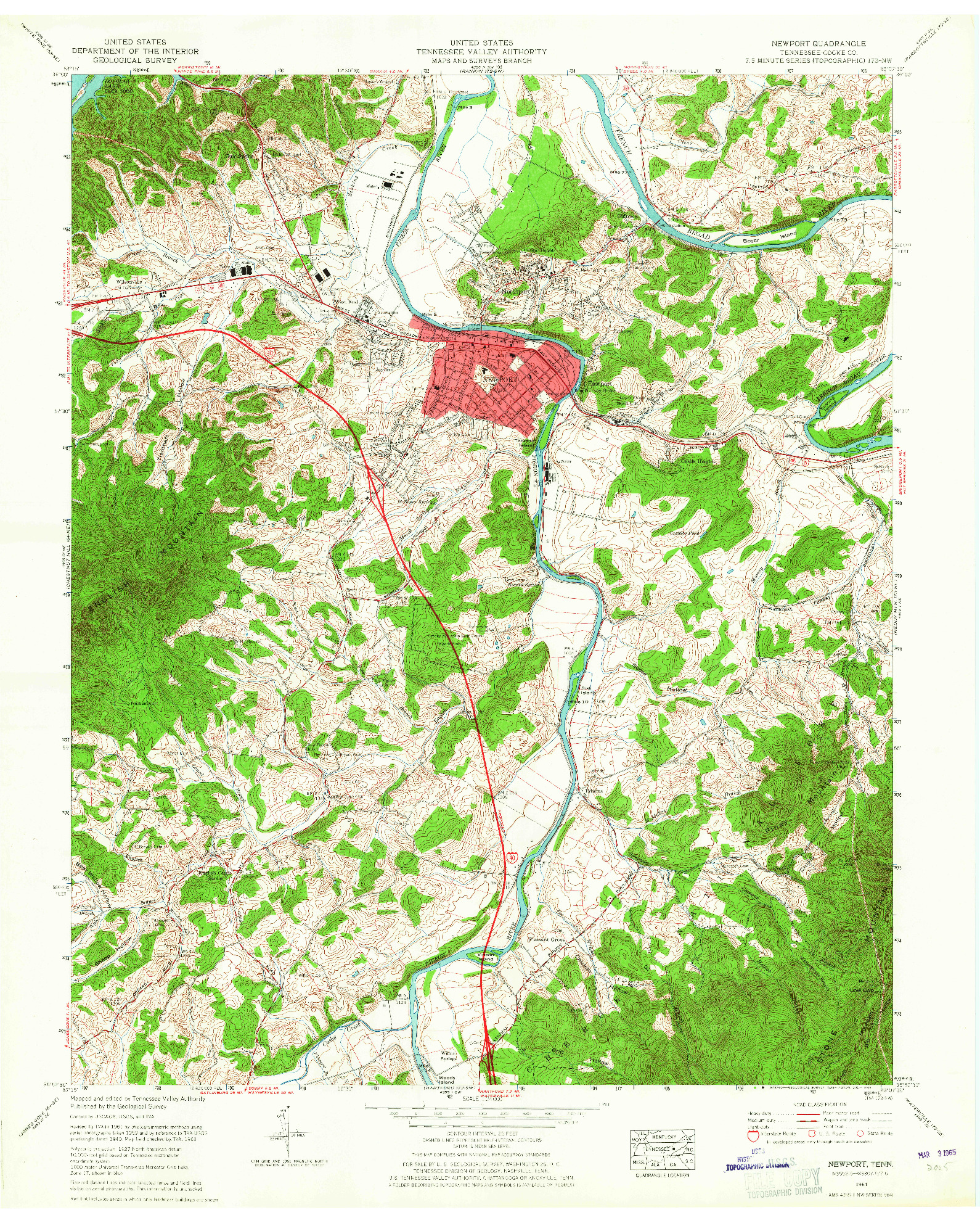 USGS 1:24000-SCALE QUADRANGLE FOR NEWPORT, TN 1961