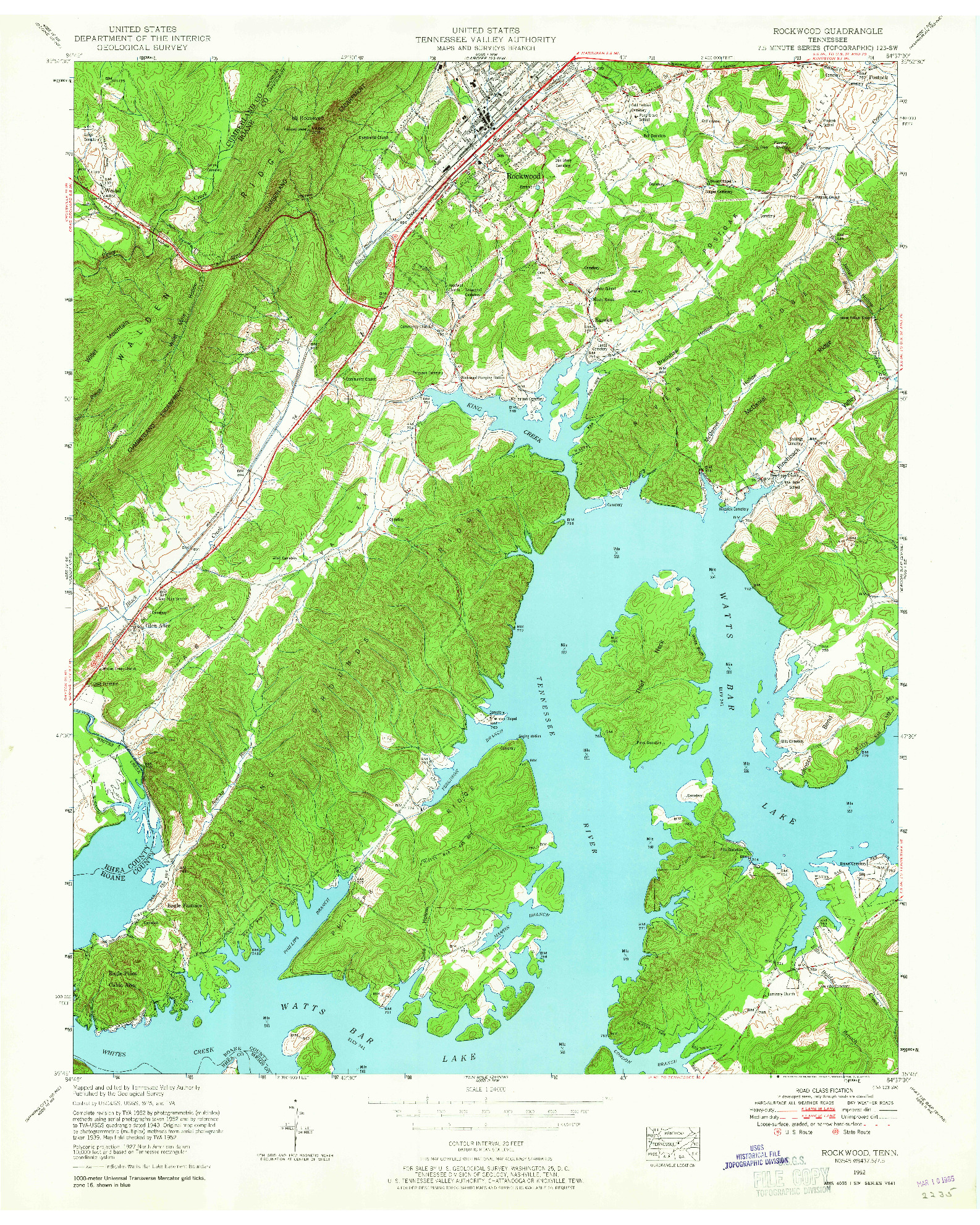 USGS 1:24000-SCALE QUADRANGLE FOR ROCKWOOD, TN 1952