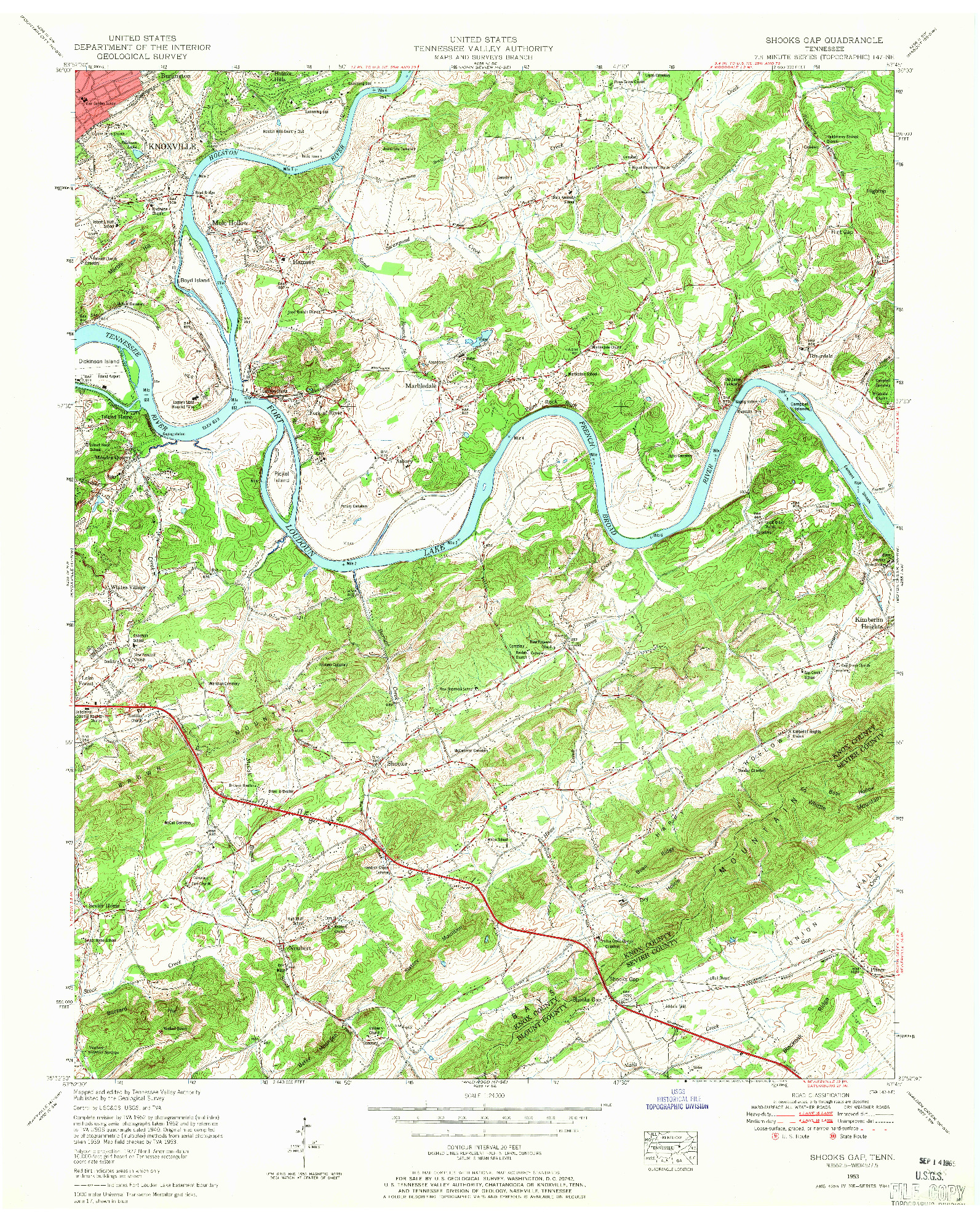 USGS 1:24000-SCALE QUADRANGLE FOR SHOOKS GAP, TN 1953