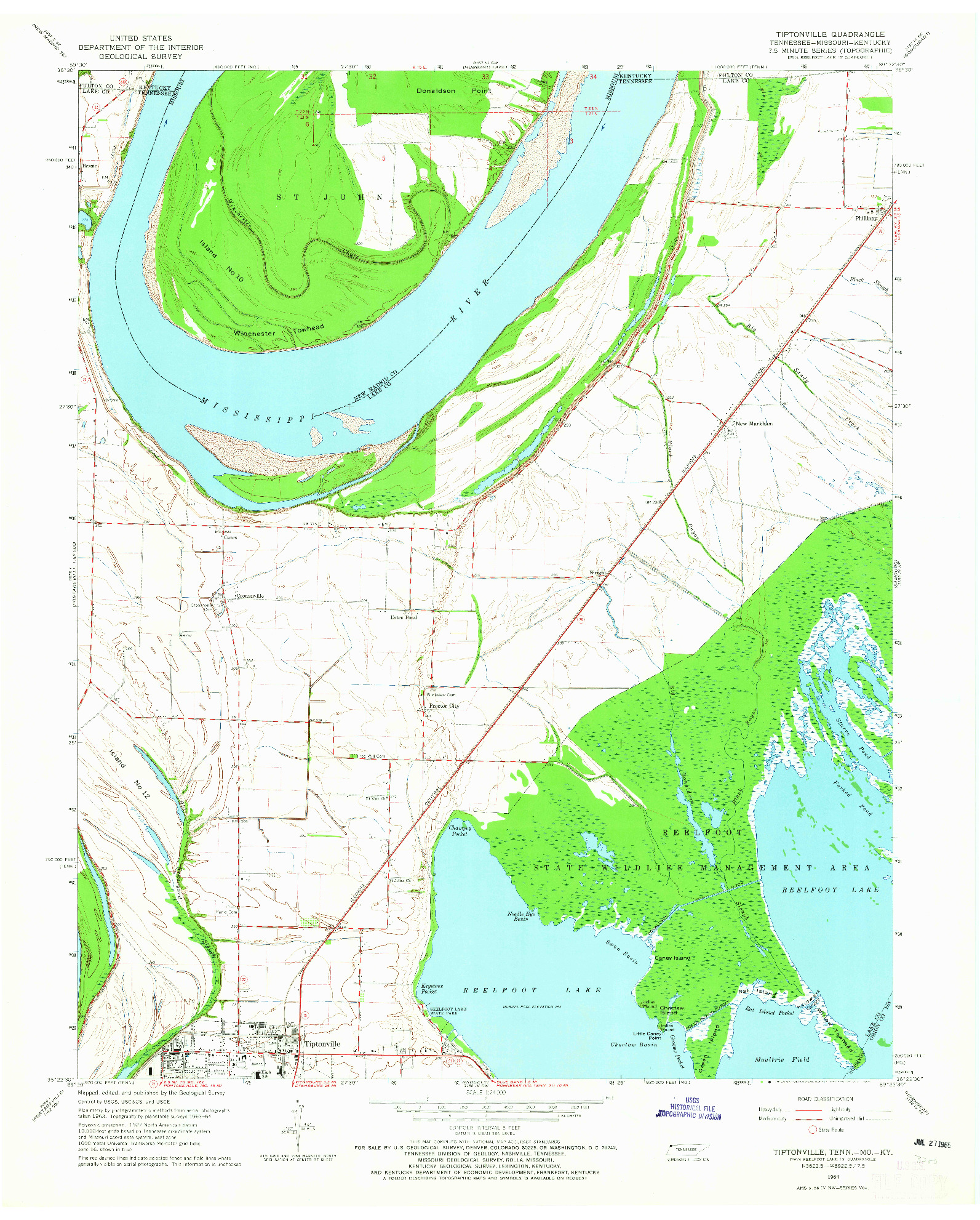 USGS 1:24000-SCALE QUADRANGLE FOR TIPTONVILLE, TN 1964