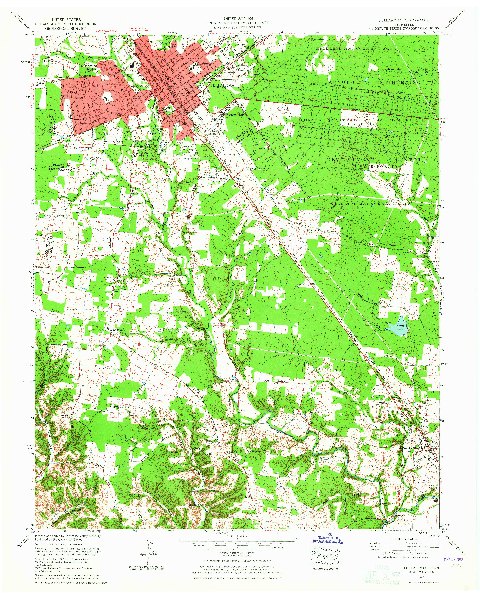 USGS 1:24000-SCALE QUADRANGLE FOR TULLAHOMA, TN 1962