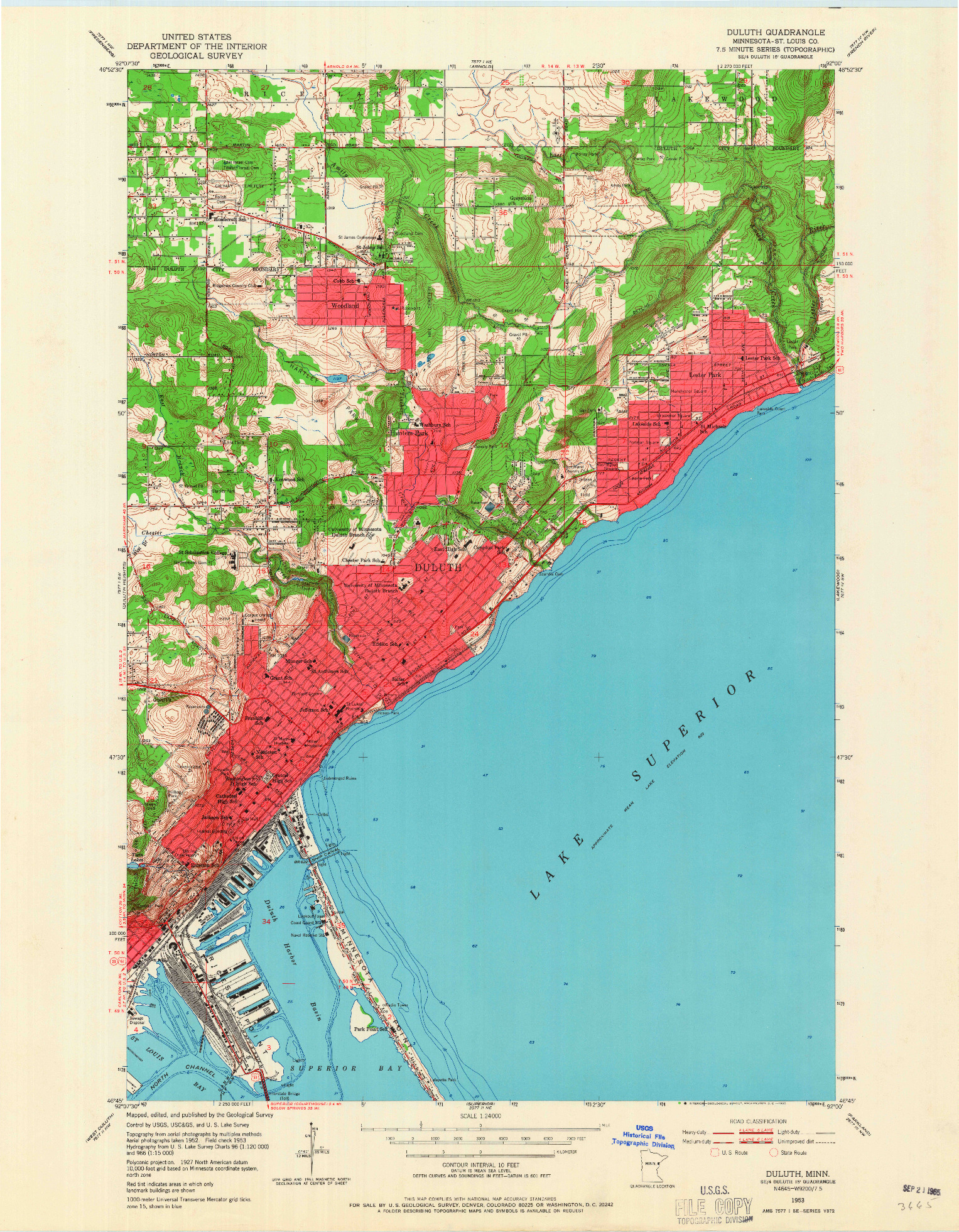 USGS 1:24000-SCALE QUADRANGLE FOR DULUTH, MN 1953