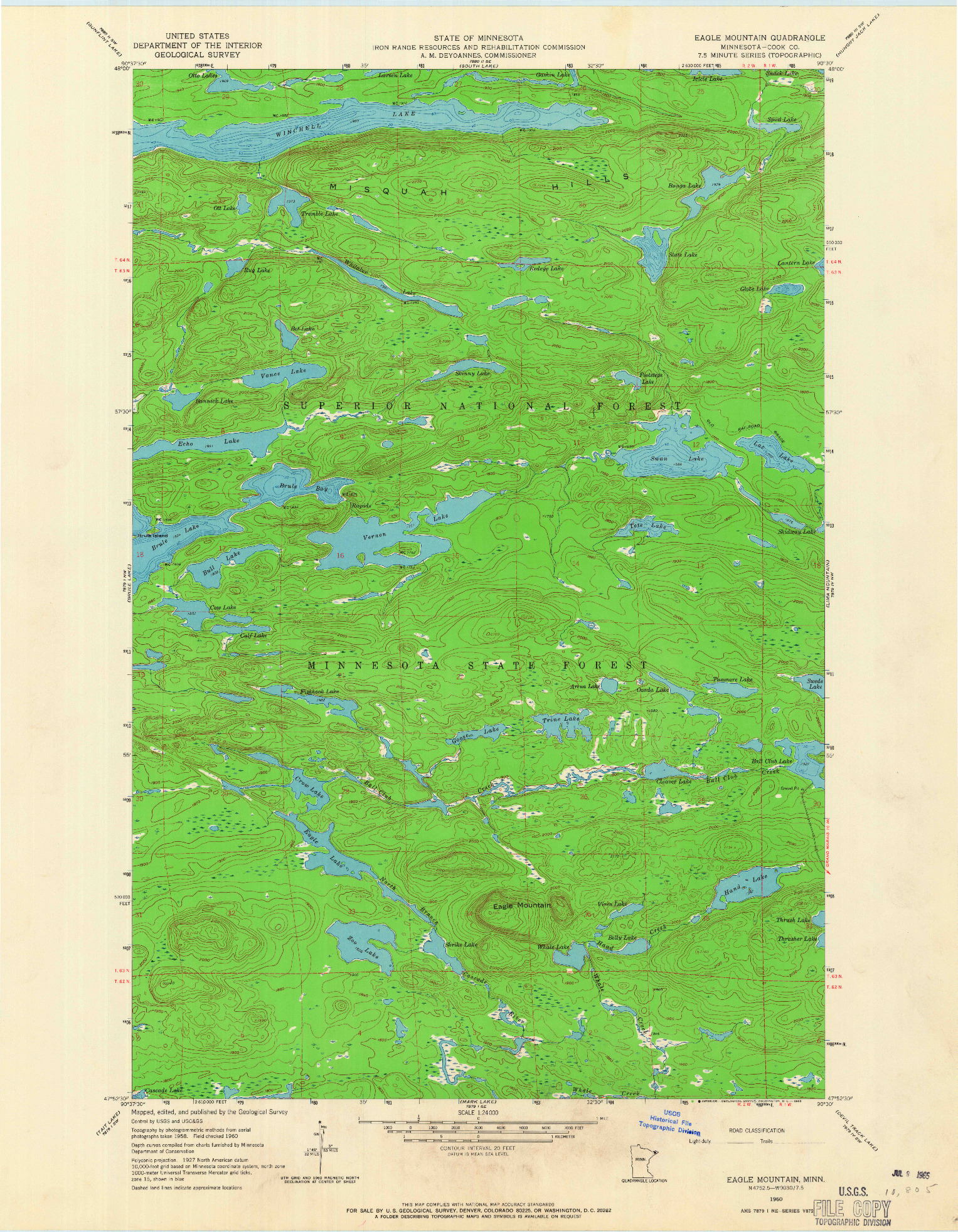 USGS 1:24000-SCALE QUADRANGLE FOR EAGLE MOUNTAIN, MN 1960