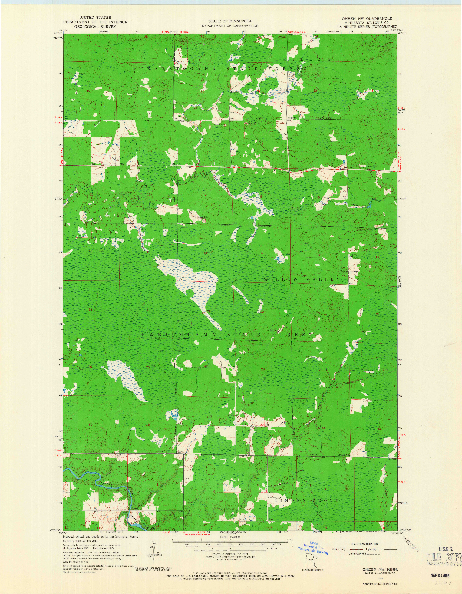 USGS 1:24000-SCALE QUADRANGLE FOR GHEEN NW, MN 1964