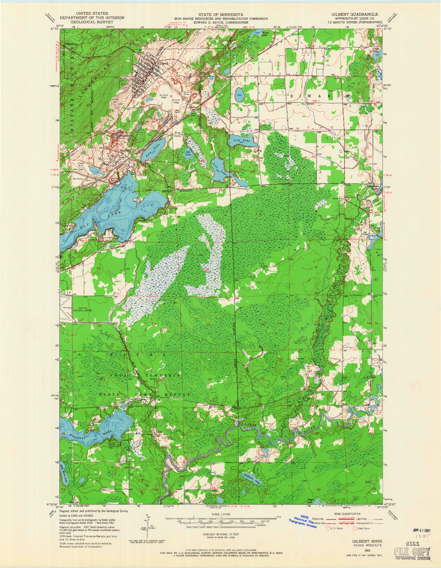 USGS 1:24000-SCALE QUADRANGLE FOR GILBERT, MN 1951