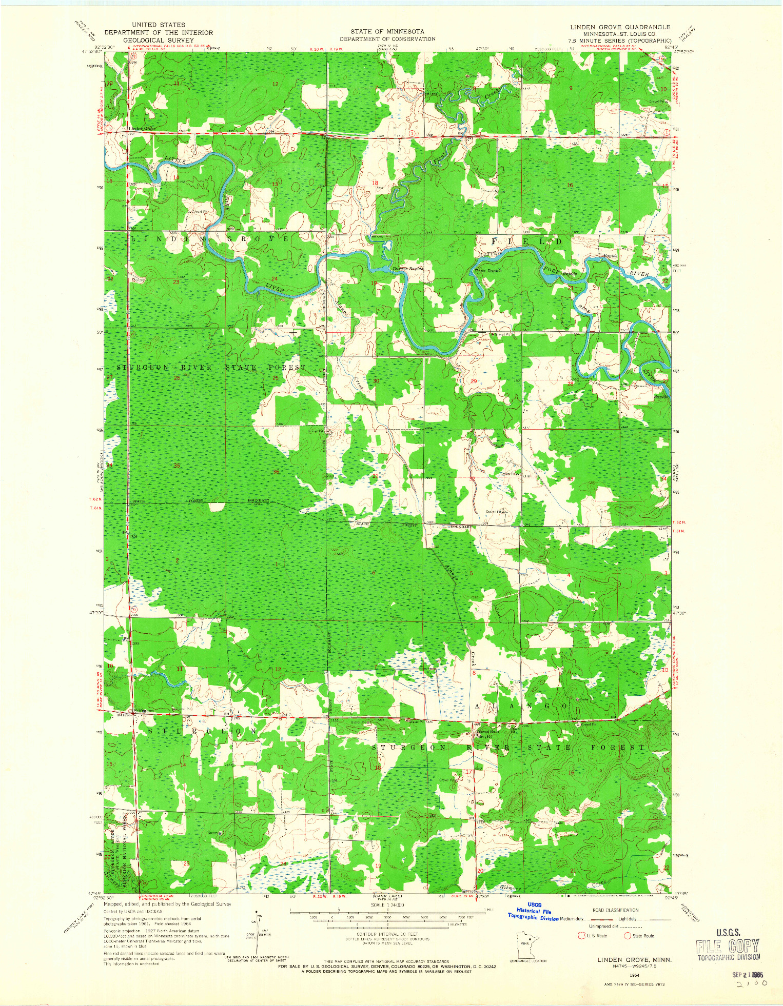 USGS 1:24000-SCALE QUADRANGLE FOR LINDEN GROVE, MN 1964