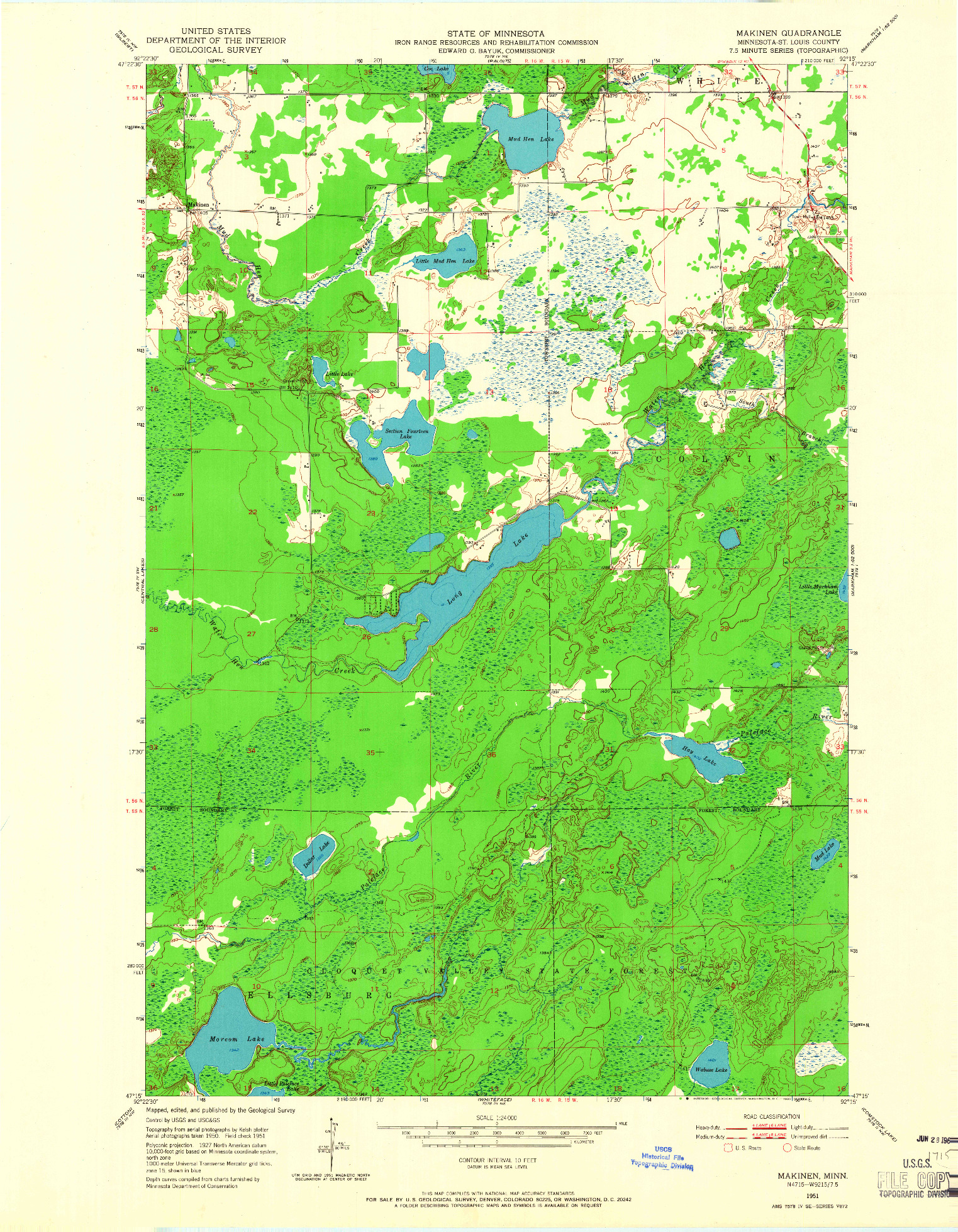 USGS 1:24000-SCALE QUADRANGLE FOR MAKINEN, MN 1951