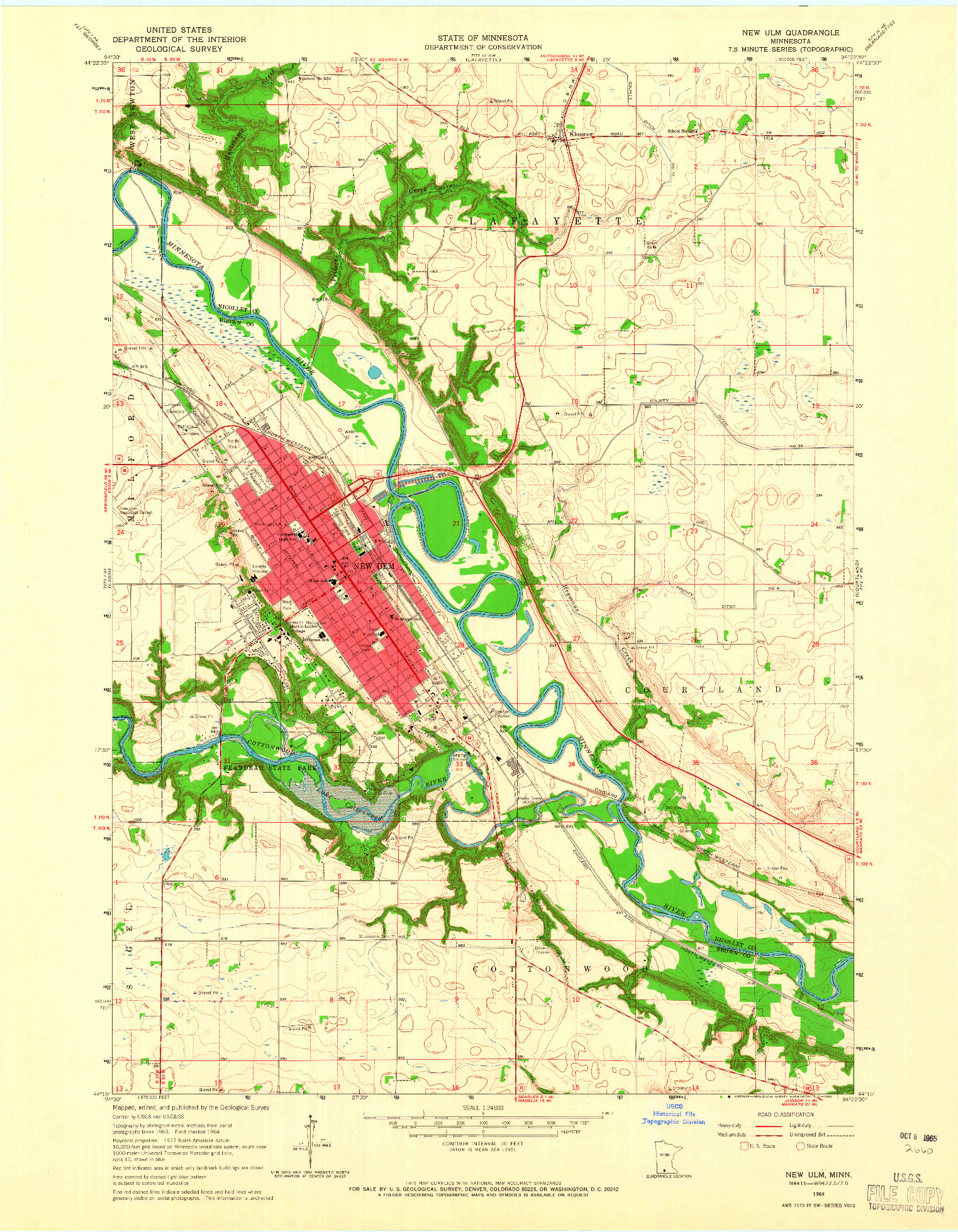 USGS 1:24000-SCALE QUADRANGLE FOR NEW ULM, MN 1964