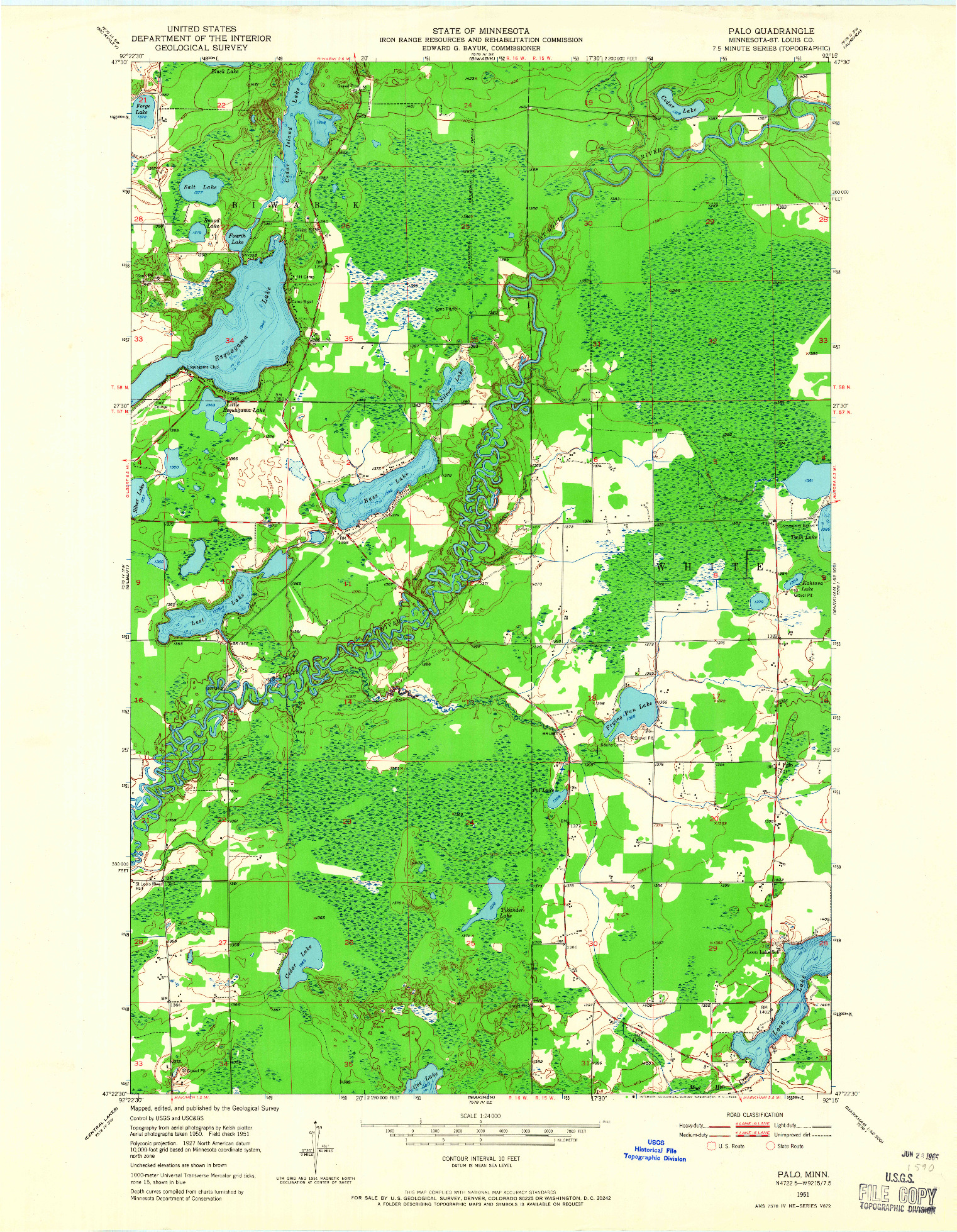 USGS 1:24000-SCALE QUADRANGLE FOR PALO, MN 1951