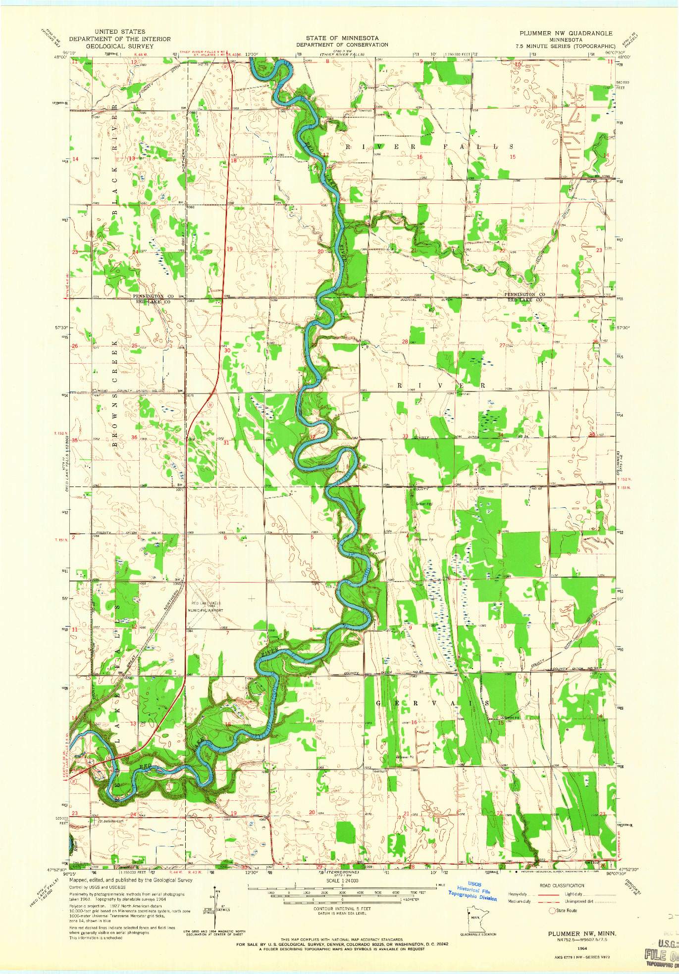 USGS 1:24000-SCALE QUADRANGLE FOR PLUMMER NW, MN 1964