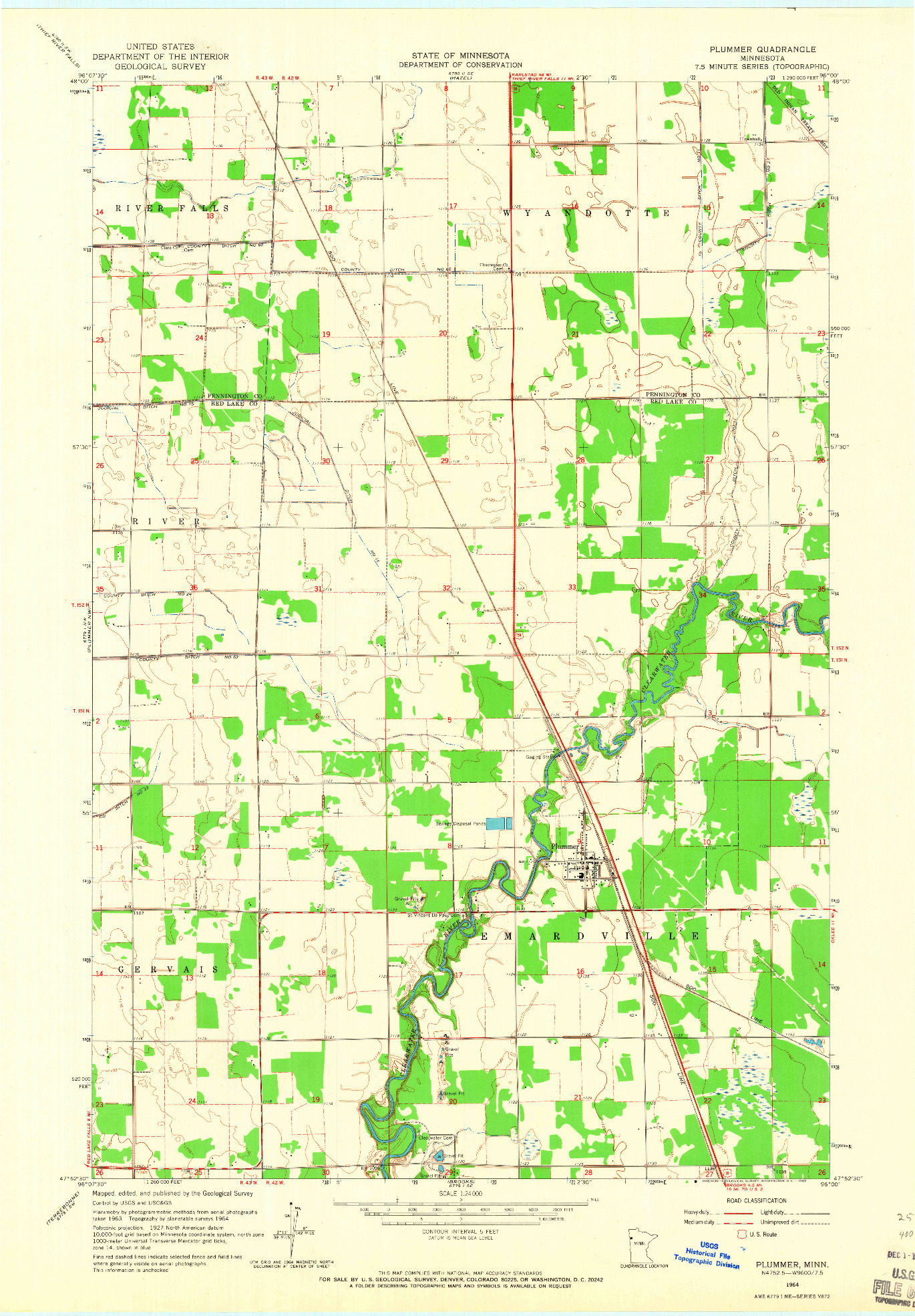 USGS 1:24000-SCALE QUADRANGLE FOR PLUMMER, MN 1964