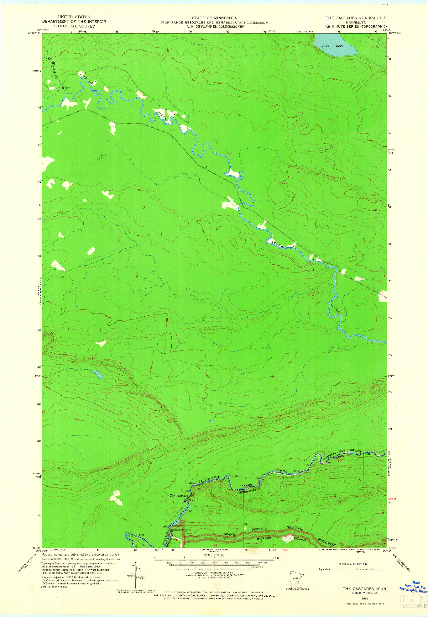 USGS 1:24000-SCALE QUADRANGLE FOR THE CASCADES, MN 1960