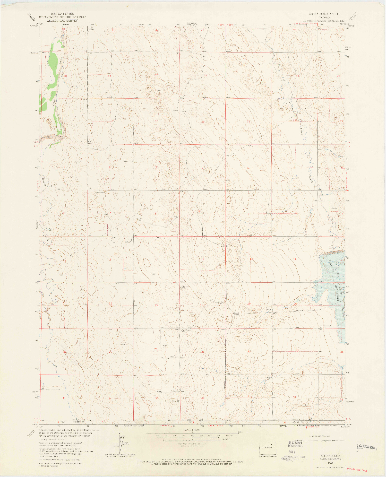 USGS 1:24000-SCALE QUADRANGLE FOR ADENA, CO 1963
