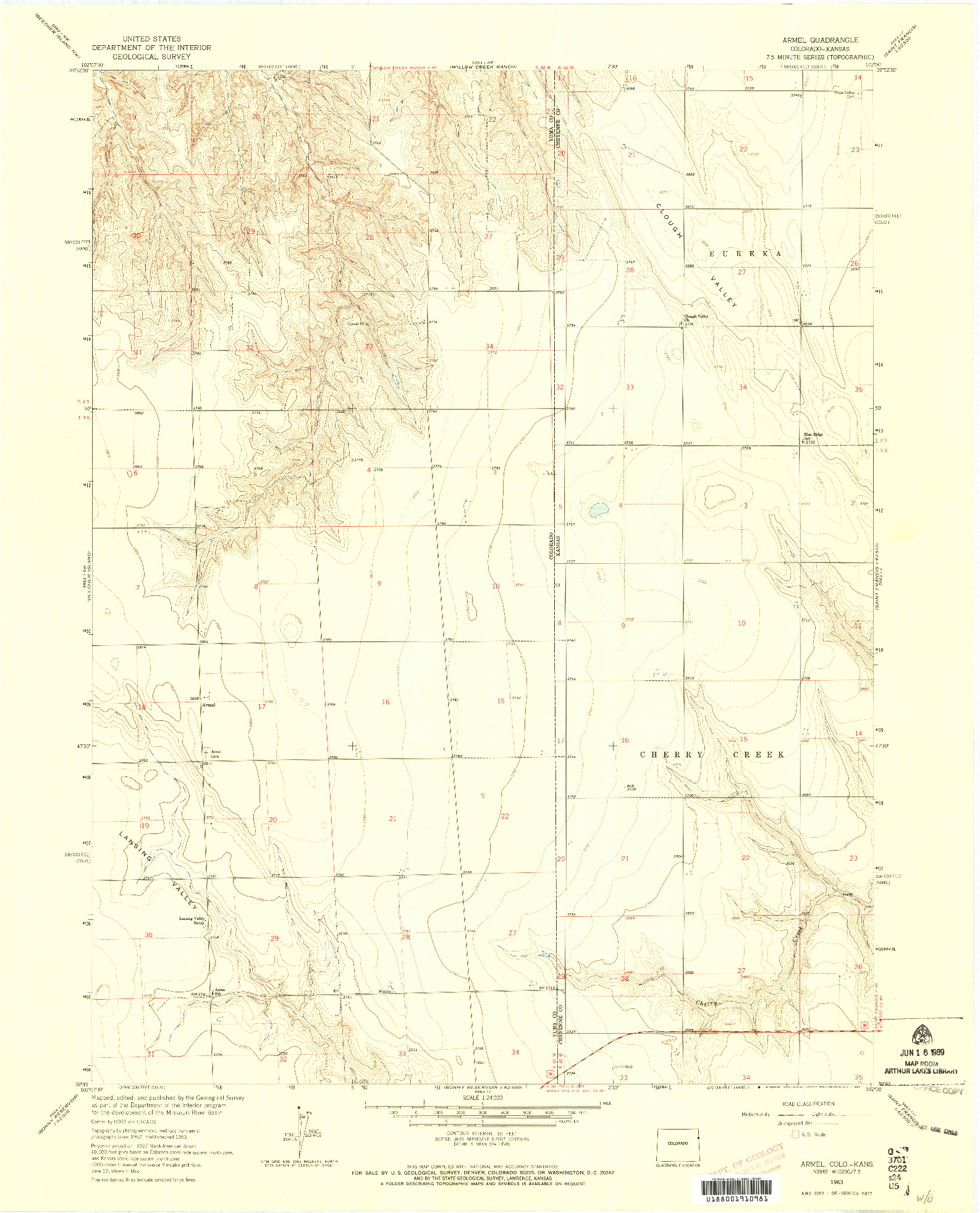 USGS 1:24000-SCALE QUADRANGLE FOR ARMEL, CO 1963